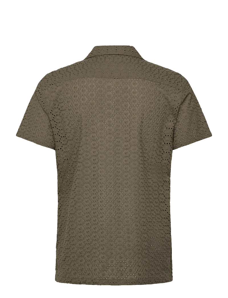 Lindbergh - Embroidery cotton shirt S/S - marškiniai trumpomis rankovėmis - army - 1