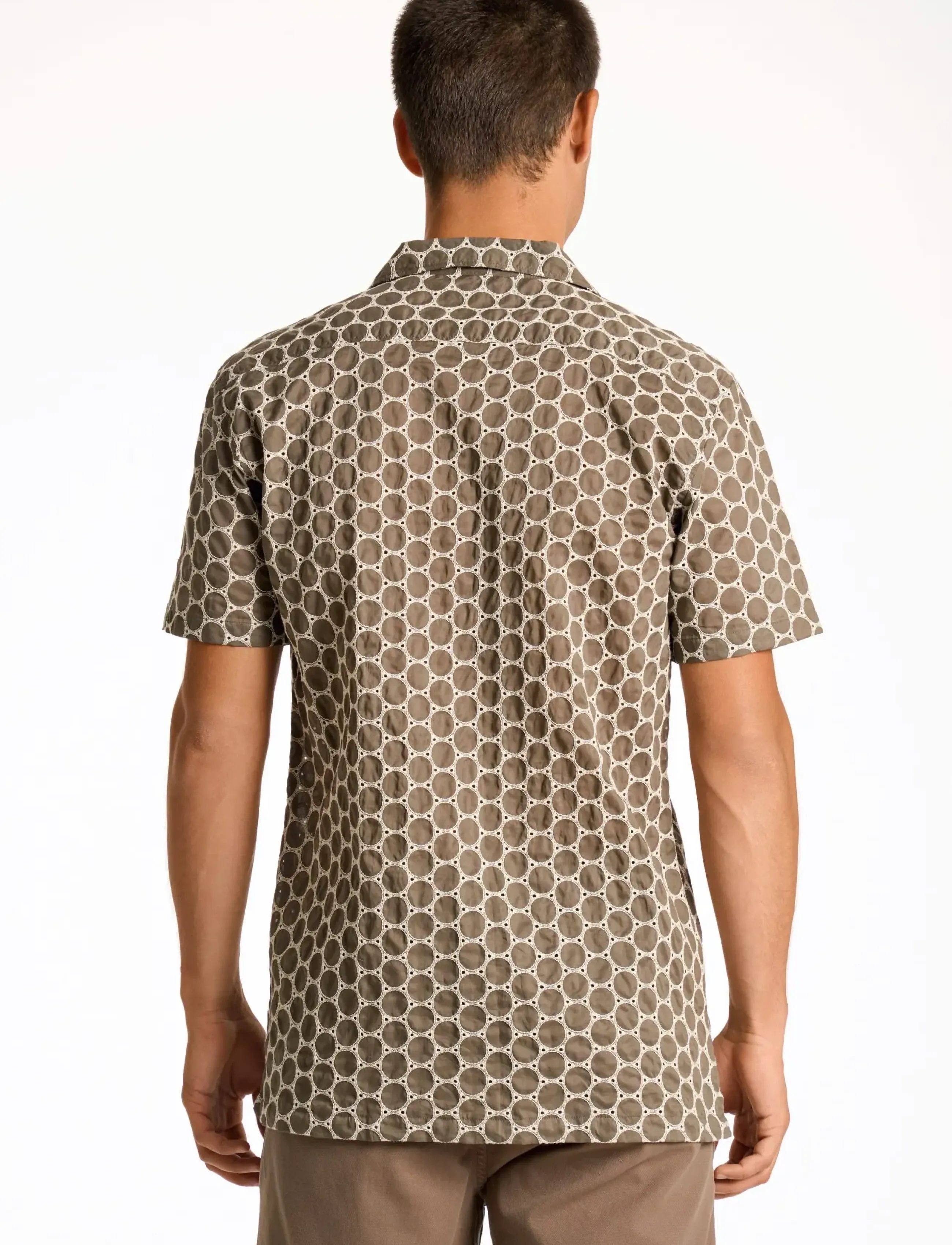 Lindbergh - Embroidery cotton shirt S/S - kortærmede skjorter - dk stone - 4