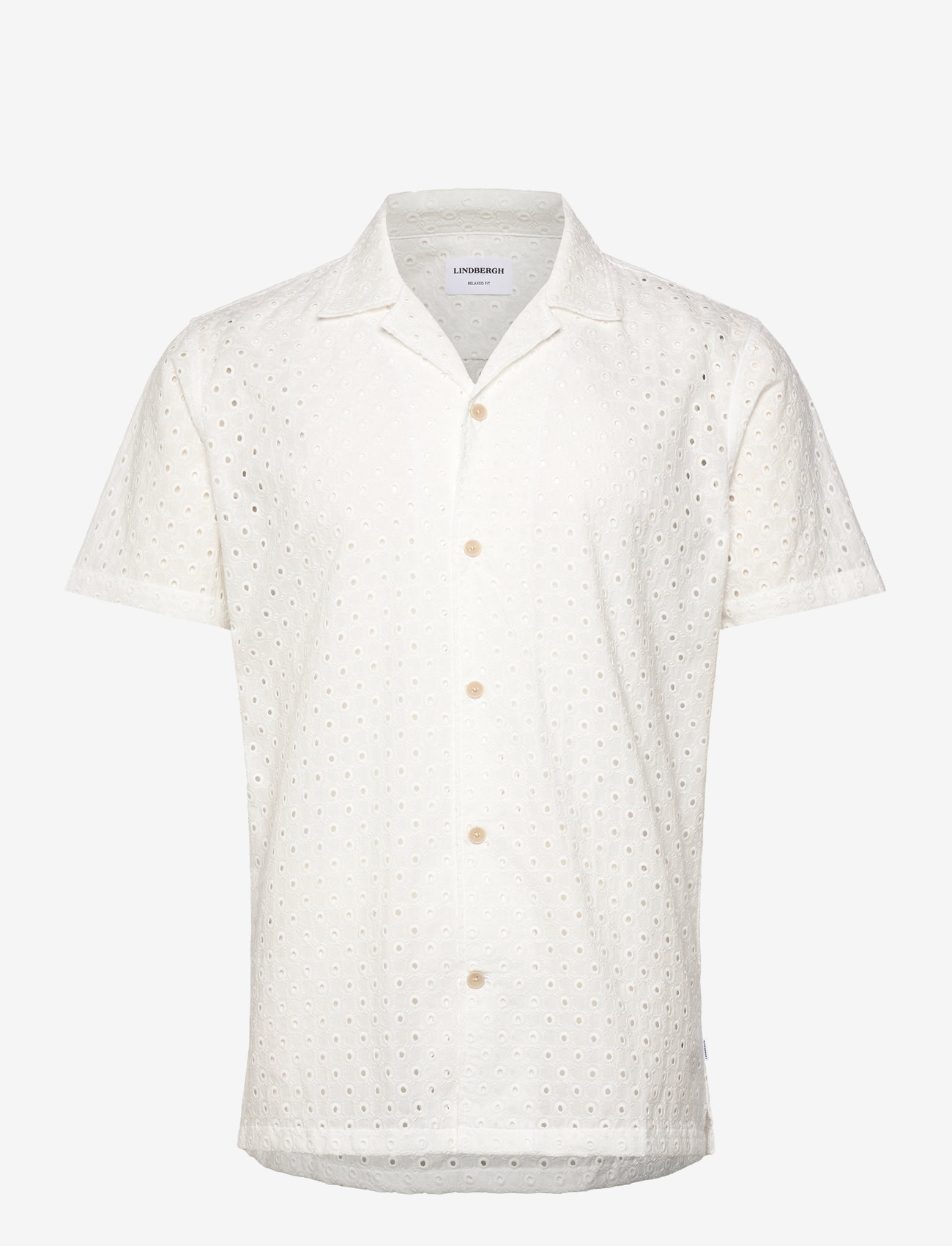 Lindbergh - Embroidery cotton shirt S/S - kortärmade skjortor - white - 0