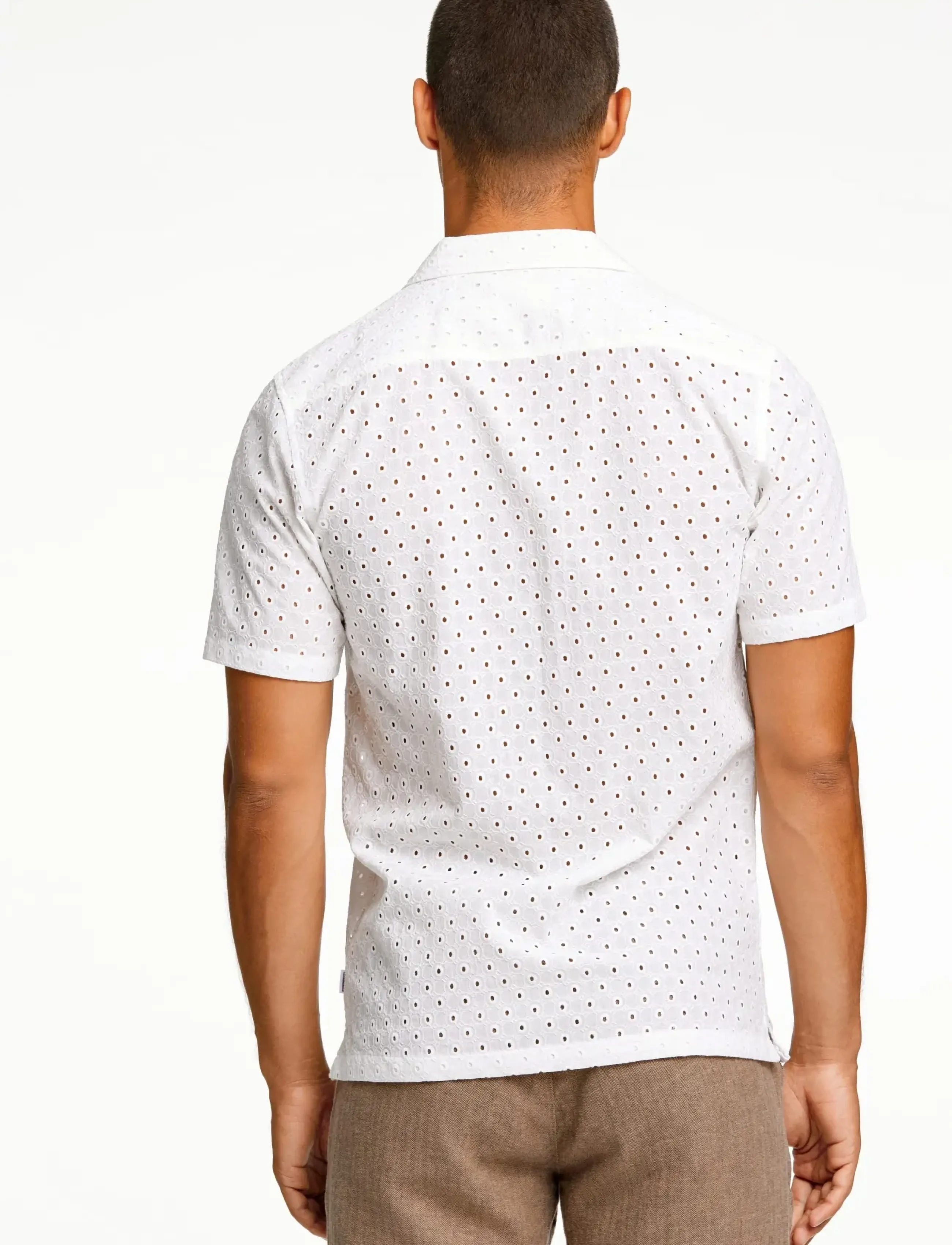 Lindbergh - Embroidery cotton shirt S/S - kurzarmhemden - white - 4
