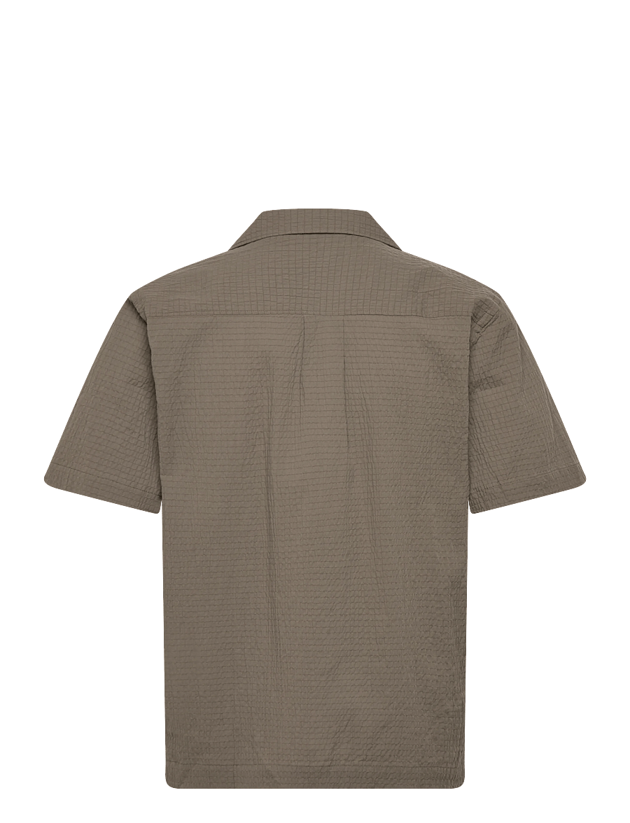 Lindbergh - Seersucker shirt S/S - kortærmede skjorter - lt army - 2