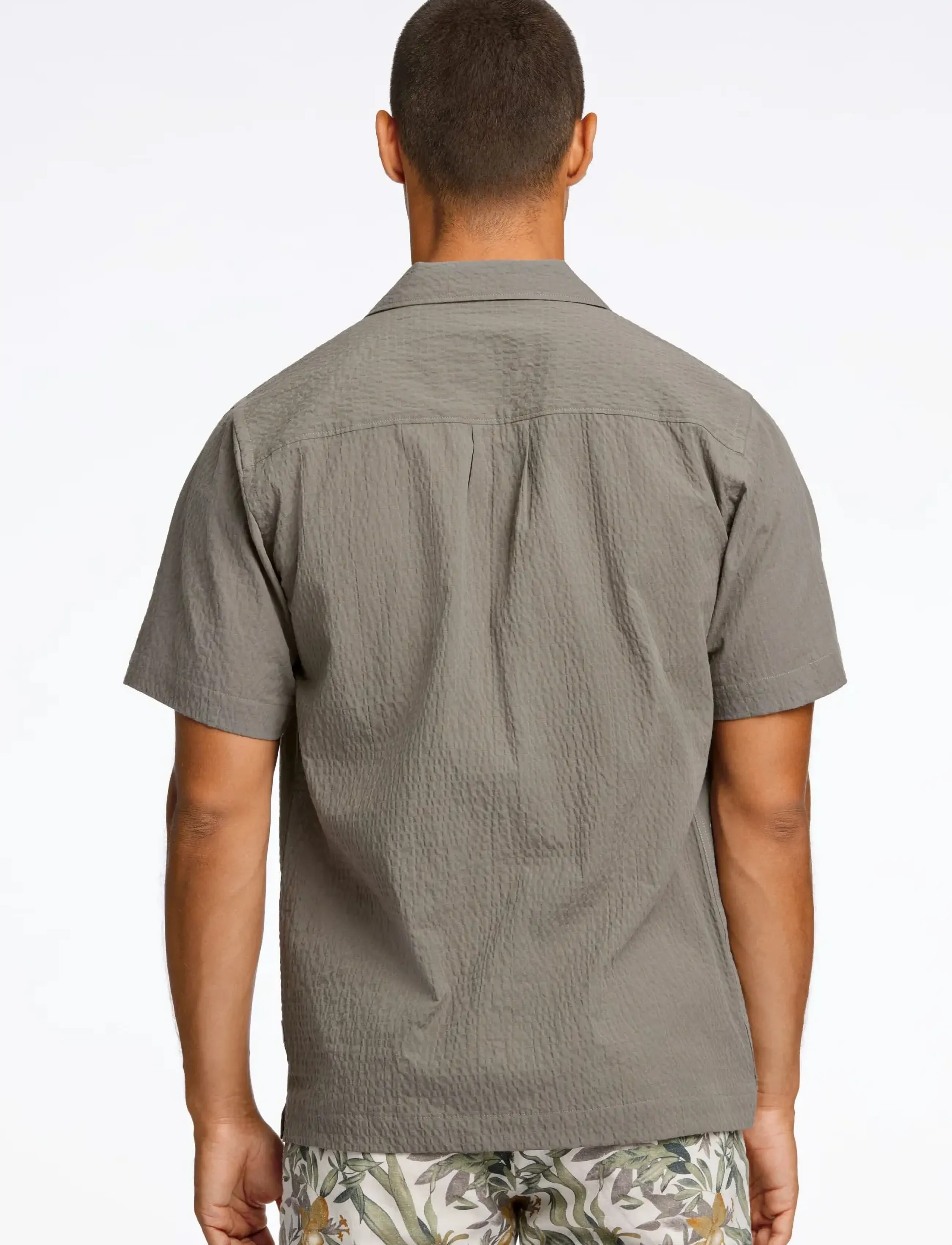 Lindbergh - Seersucker shirt S/S - kurzarmhemden - lt army - 4
