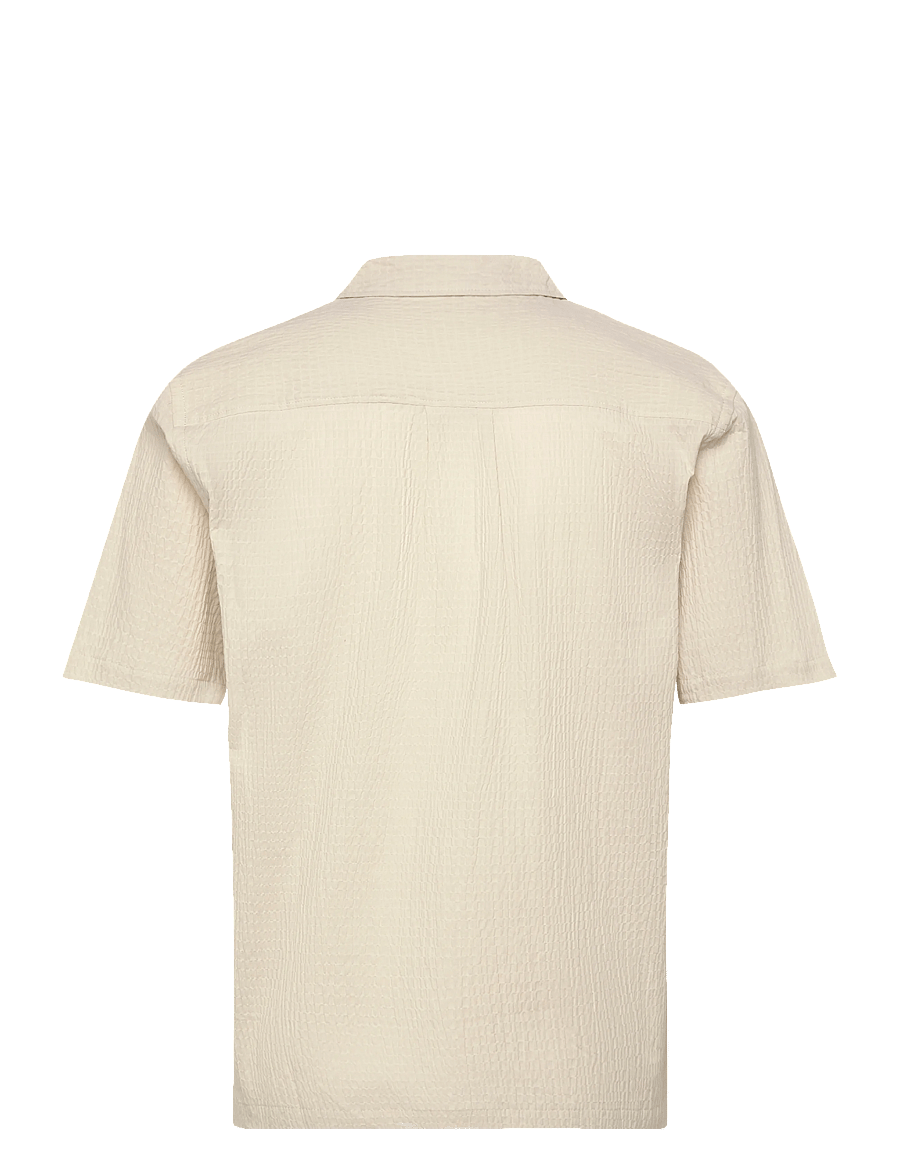 Lindbergh - Seersucker shirt S/S - short-sleeved shirts - lt stone - 2