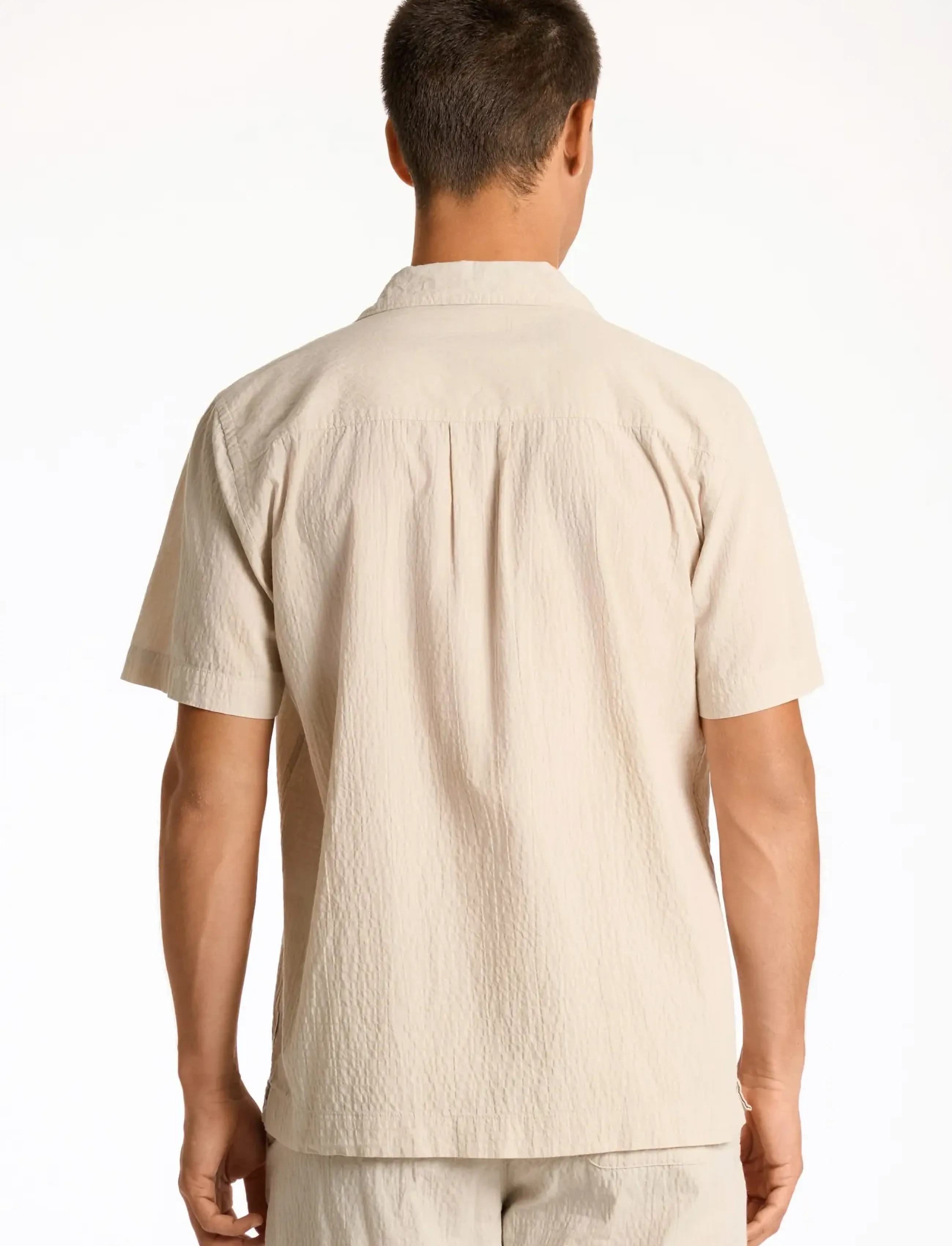 Lindbergh - Seersucker shirt S/S - kurzarmhemden - lt stone - 4