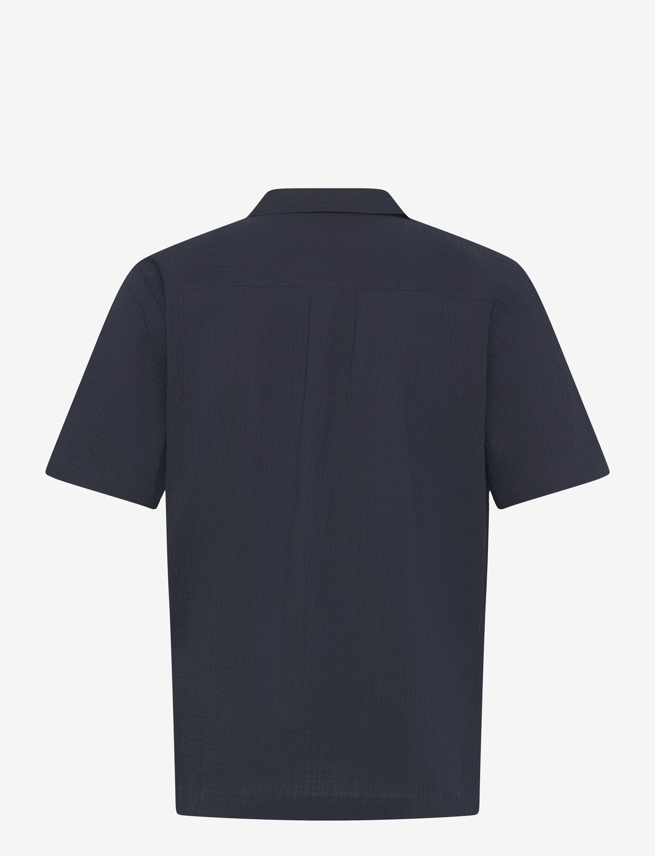 Lindbergh - Seersucker shirt S/S - kortærmede skjorter - navy - 2