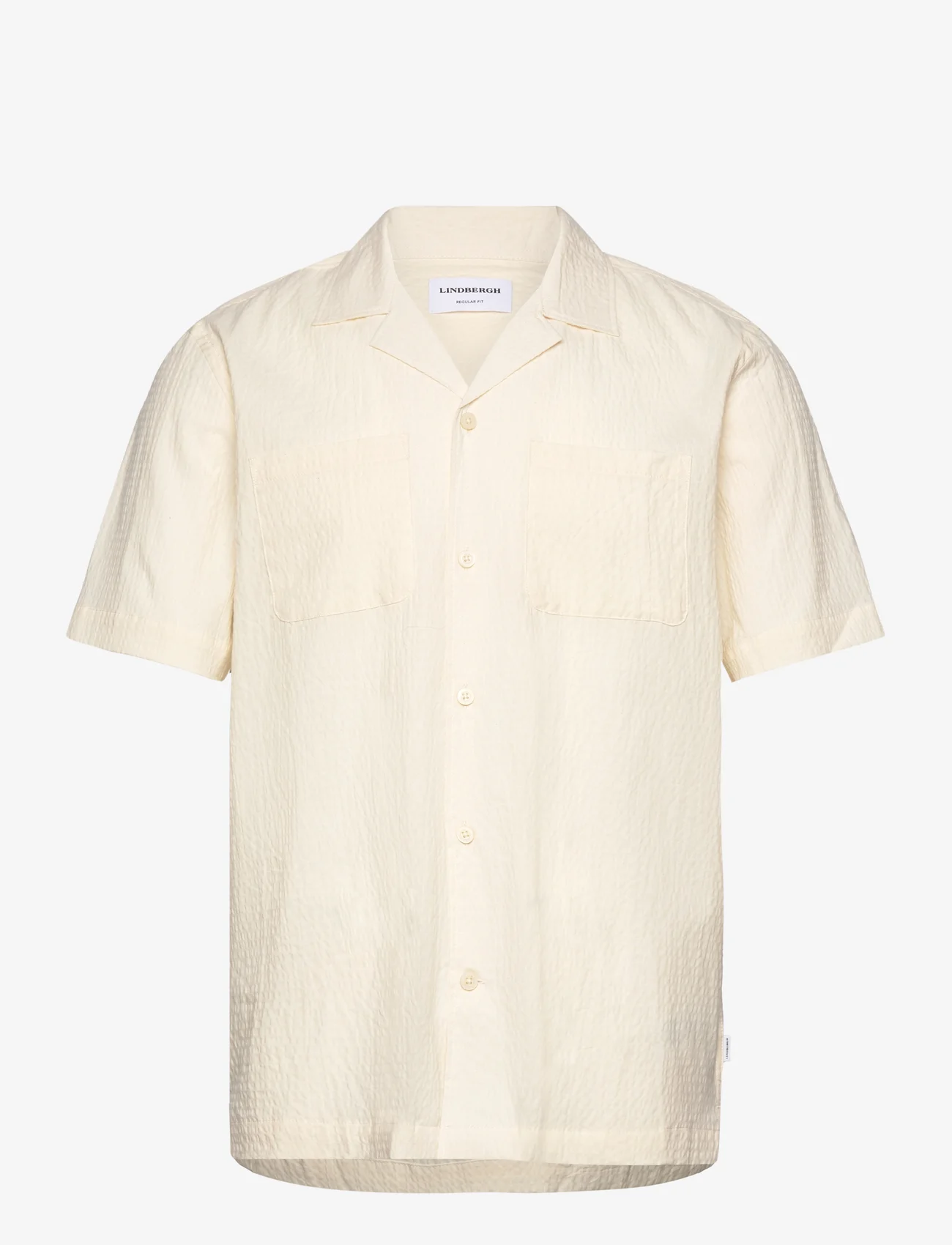 Lindbergh - Seersucker shirt S/S - short-sleeved shirts - off white - 0