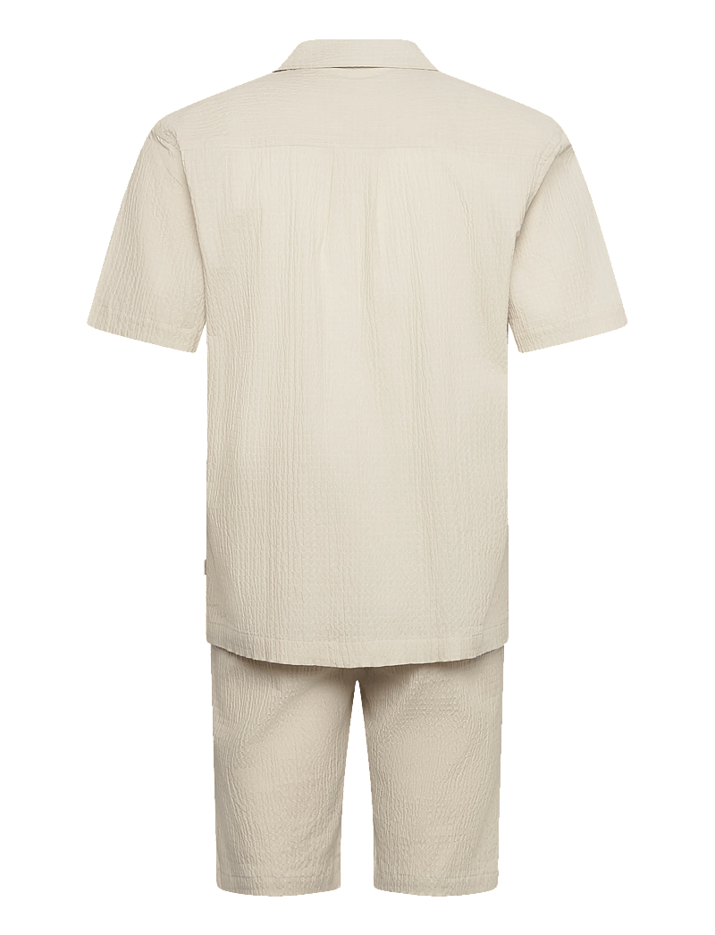 Lindbergh - Seersucker shirt S/S+shorts - casual shorts - lt stone - 2