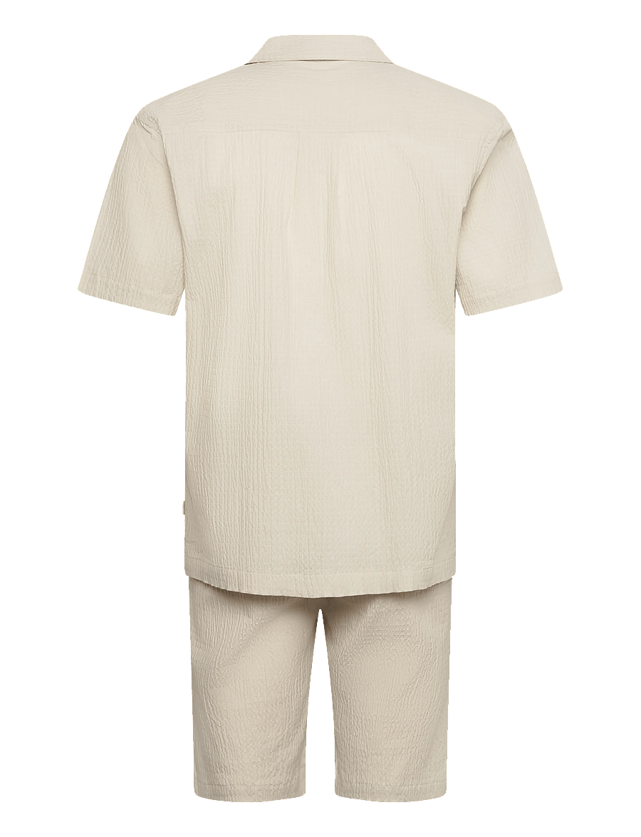 Lindbergh - Seersucker shirt S/S+shorts - freizeitshorts - lt stone - 2