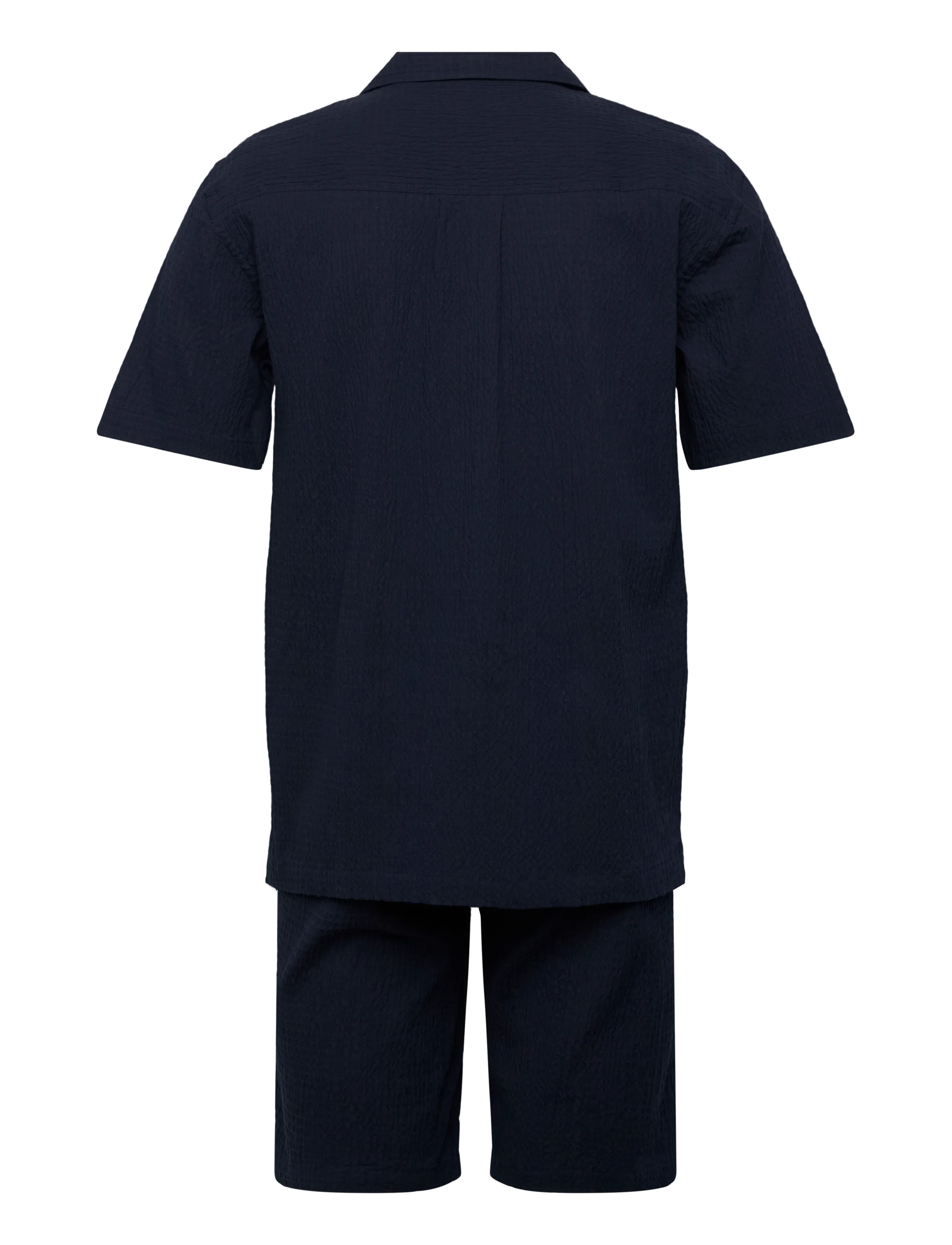 Lindbergh - Seersucker shirt S/S+shorts - hversdagsstuttbuxur - navy - 2