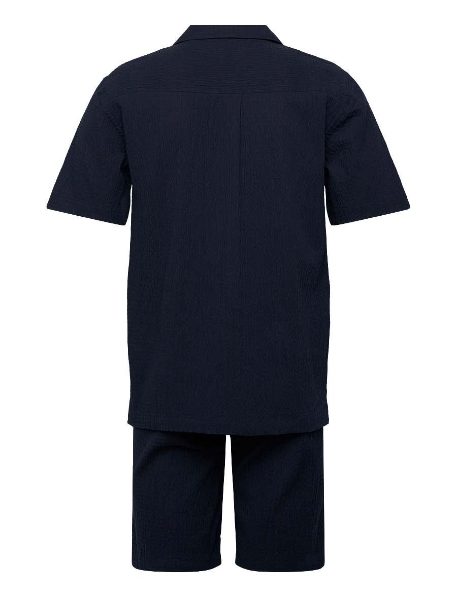 Lindbergh - Seersucker shirt S/S+shorts - casual shorts - navy - 2