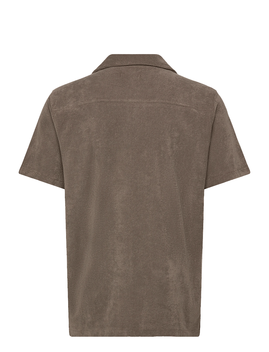 Lindbergh - Relaxed fit towel shirt S/S - short-sleeved shirts - dk stone - 2