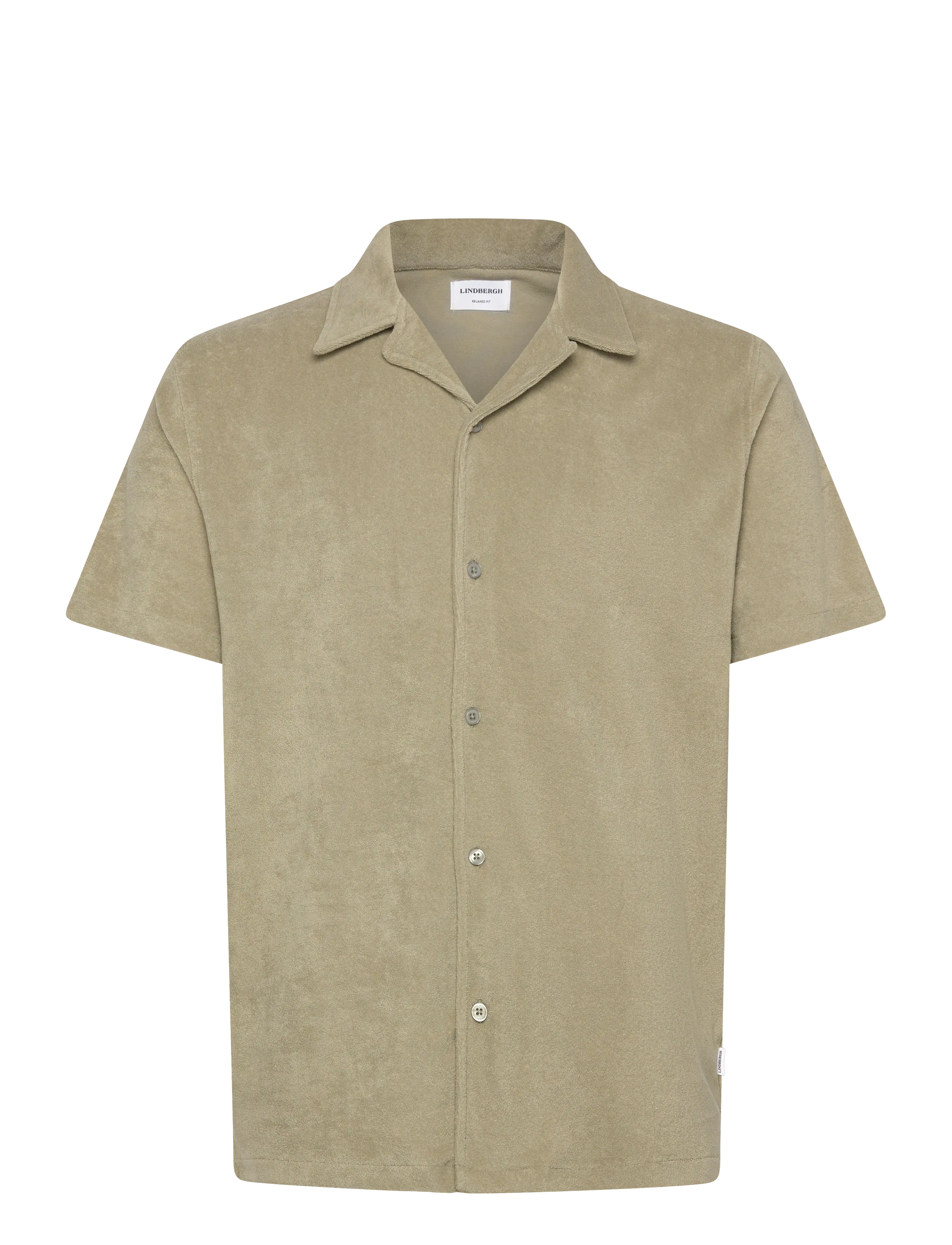 Lindbergh Relaxed fit towel shirt S/S - Skjorter - DUSTY OLIVE / khaki/green