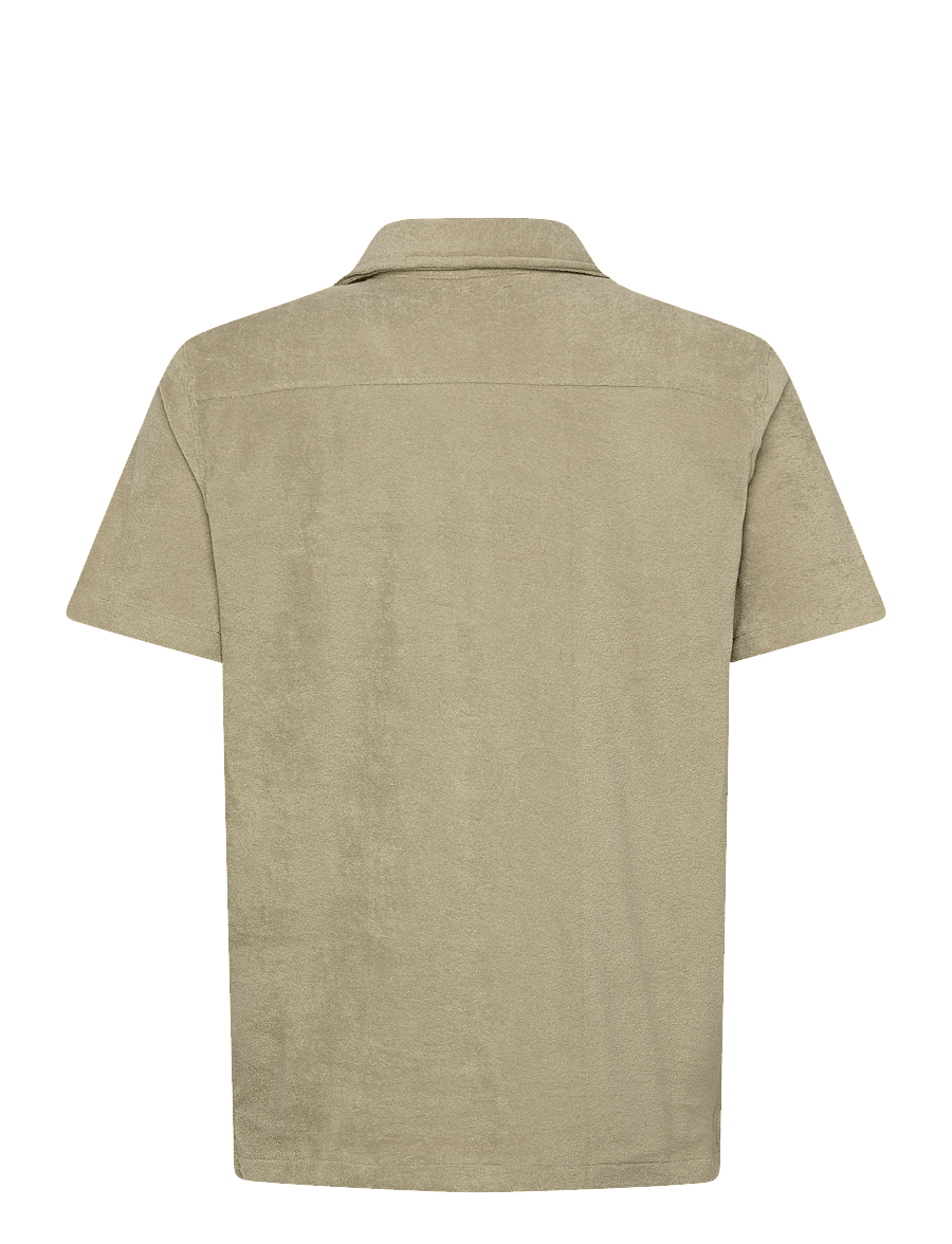 Lindbergh - Relaxed fit towel shirt S/S - kortärmade skjortor - dusty olive - 2