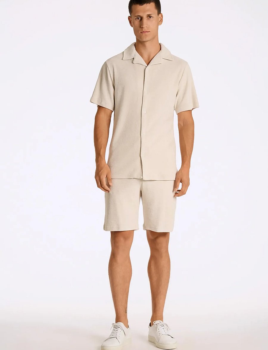 Lindbergh - Relaxed fit towel shirt S/S - lühikeste varrukatega särgid - fair grey - 0
