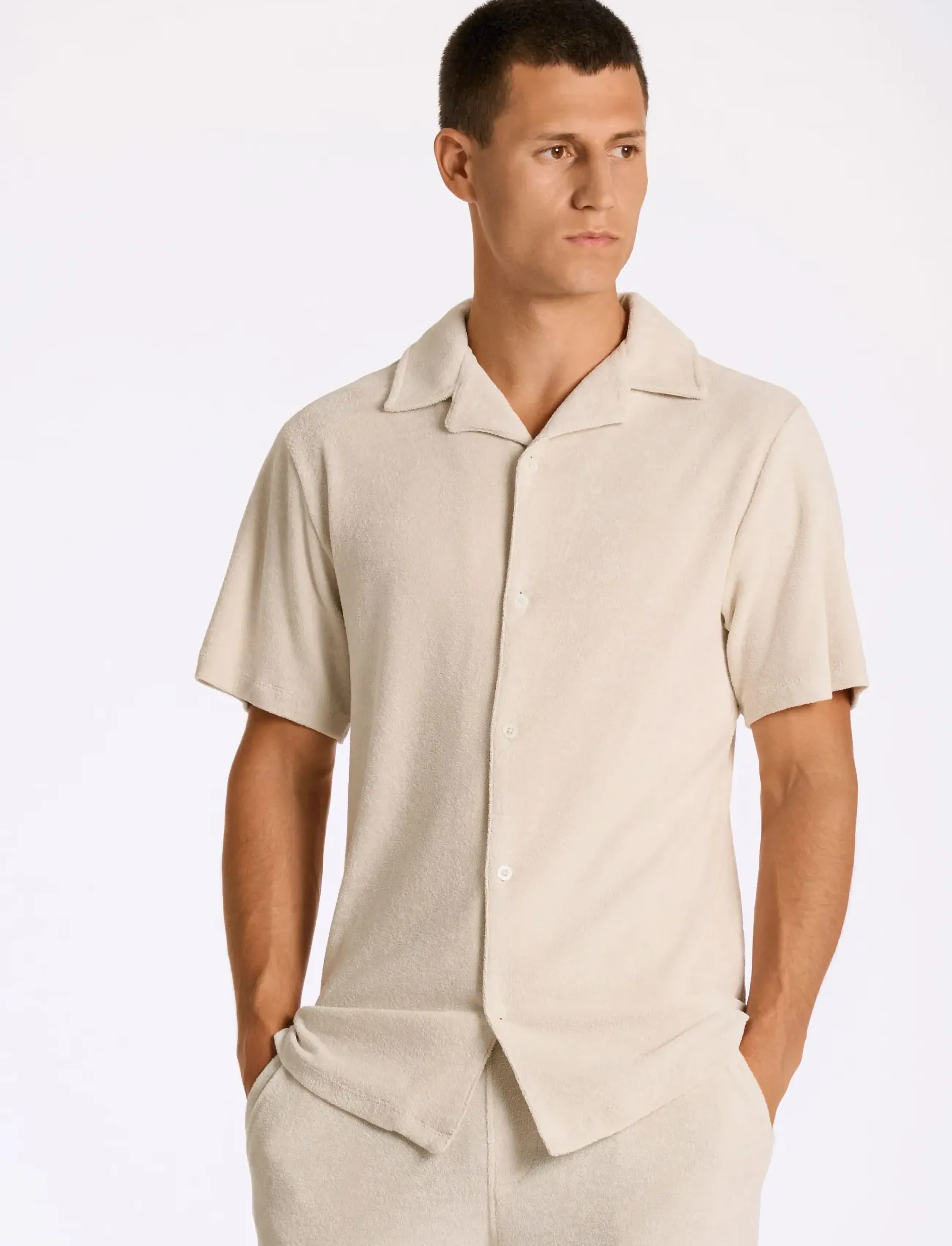 Lindbergh - Relaxed fit towel shirt S/S - kortærmede skjorter - fair grey - 3