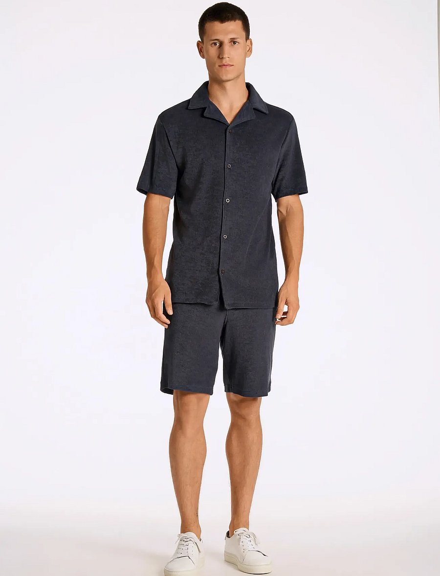 Lindbergh - Relaxed fit towel shirt S/S - lühikeste varrukatega särgid - navy - 0