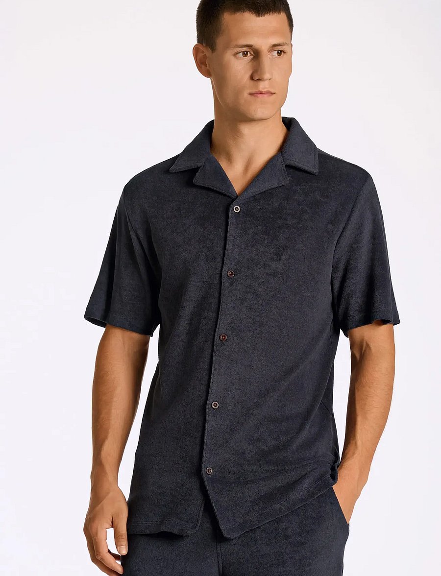 Lindbergh - Relaxed fit towel shirt S/S - lühikeste varrukatega särgid - navy - 3