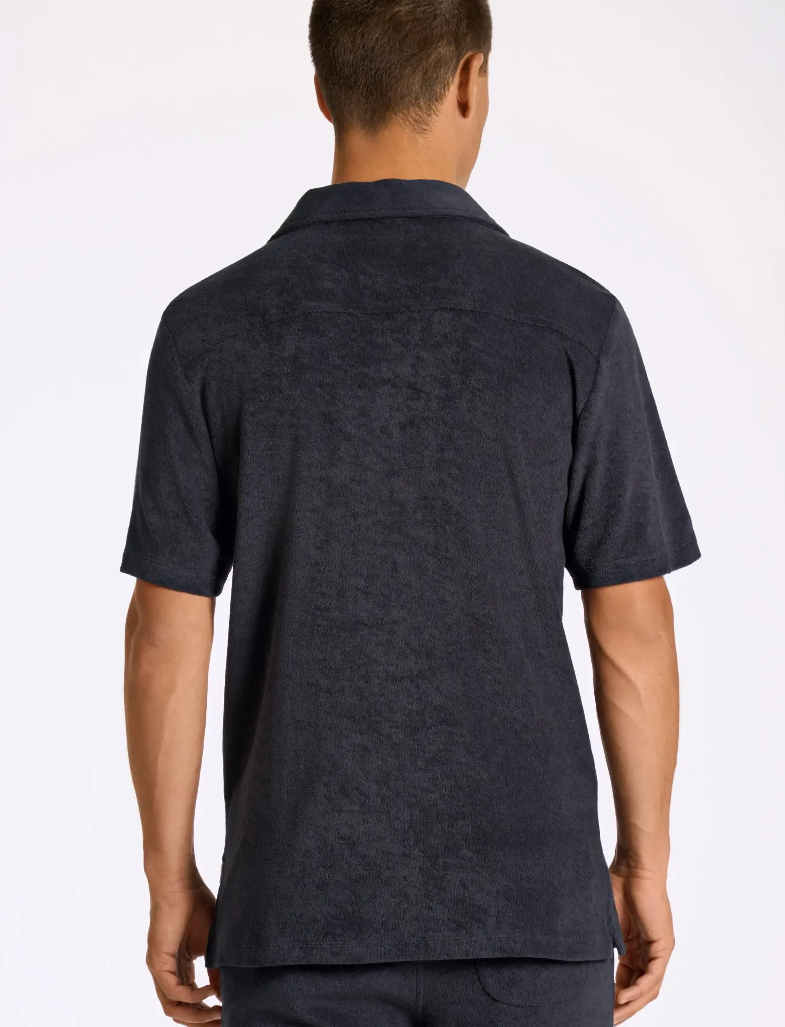 Lindbergh - Relaxed fit towel shirt S/S - kortærmede skjorter - navy - 4