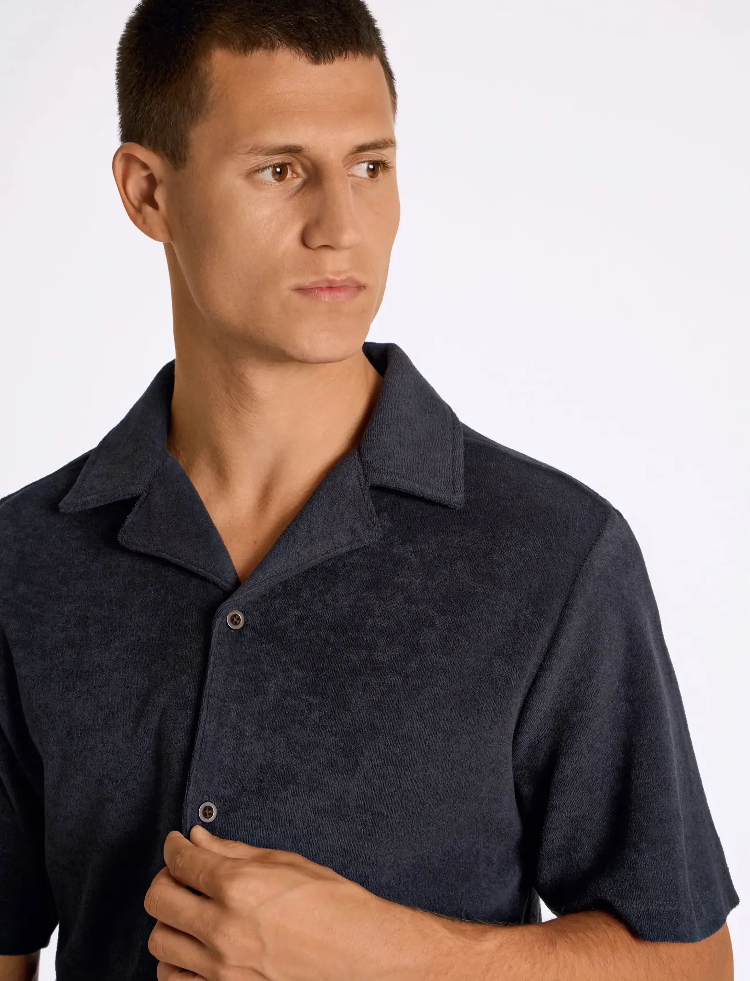 Lindbergh - Relaxed fit towel shirt S/S - kortærmede skjorter - navy - 5