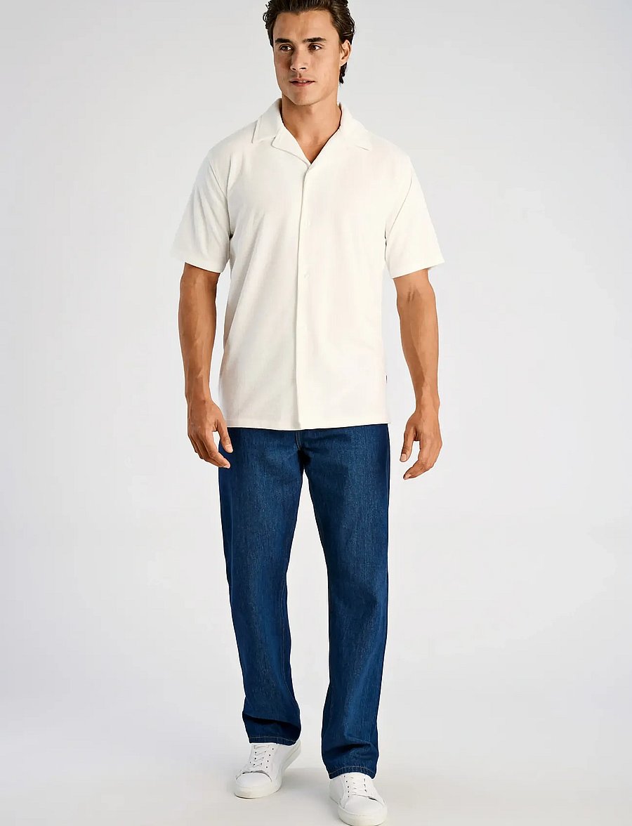 Lindbergh - Relaxed fit towel shirt S/S - short-sleeved shirts - off white - 0