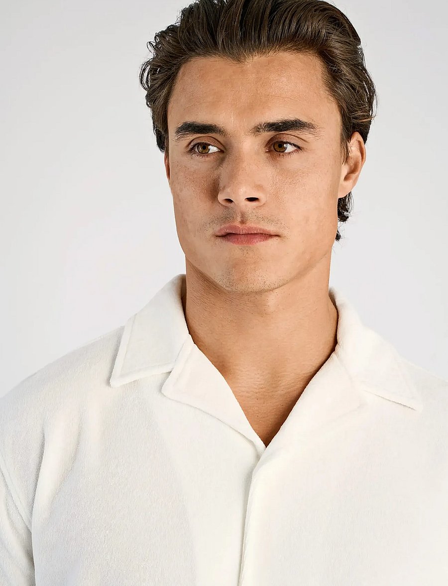 Lindbergh - Relaxed fit towel shirt S/S - short-sleeved shirts - off white - 5
