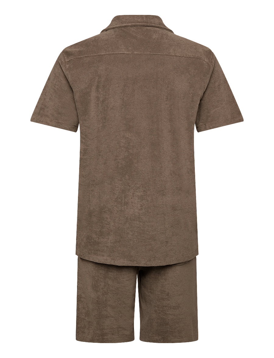 Lindbergh - Relaxed fit towel shirt S/S set - short décontracté - dk stone - 2