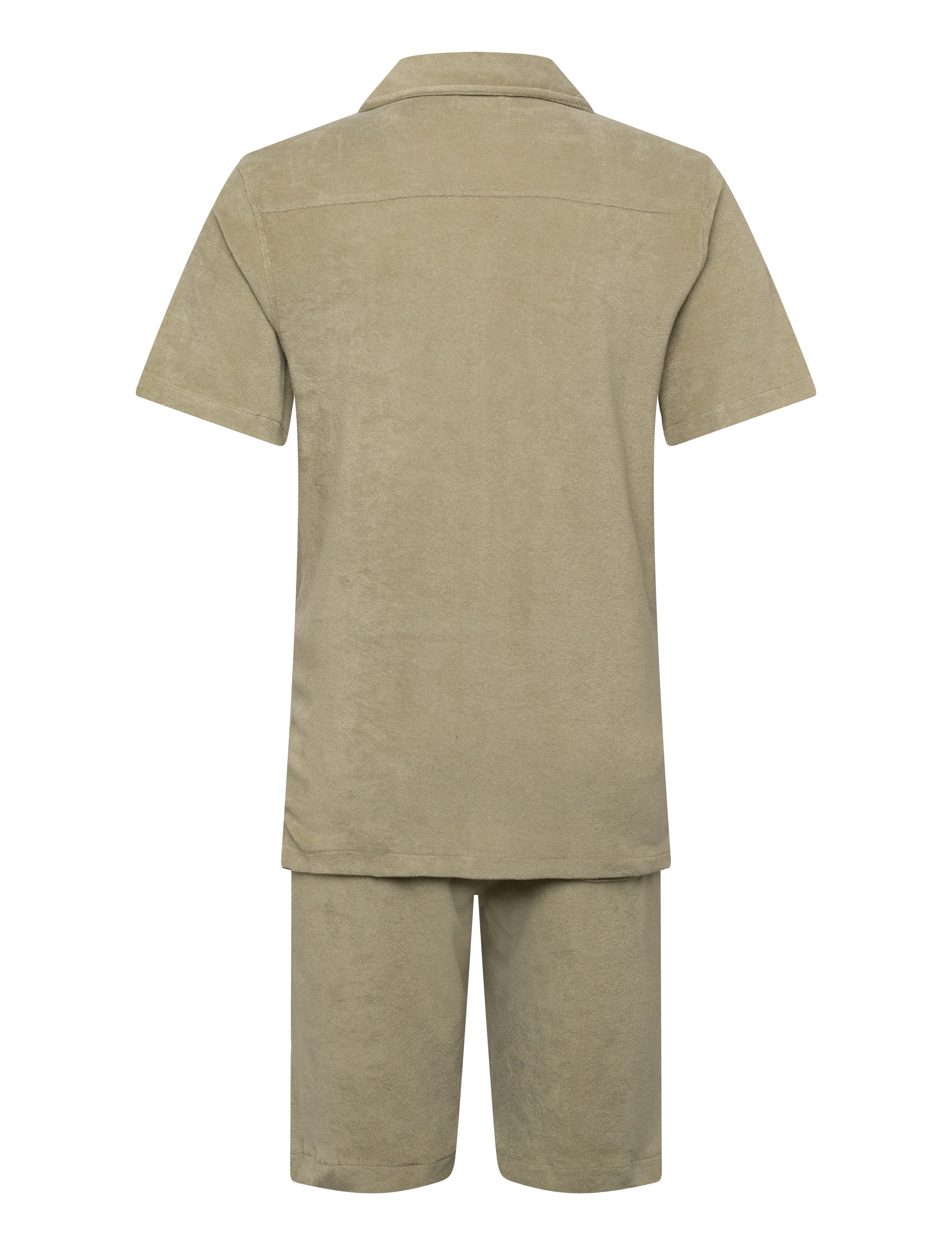 Lindbergh - Relaxed fit towel shirt S/S set - casual shorts - dusty olive - 1