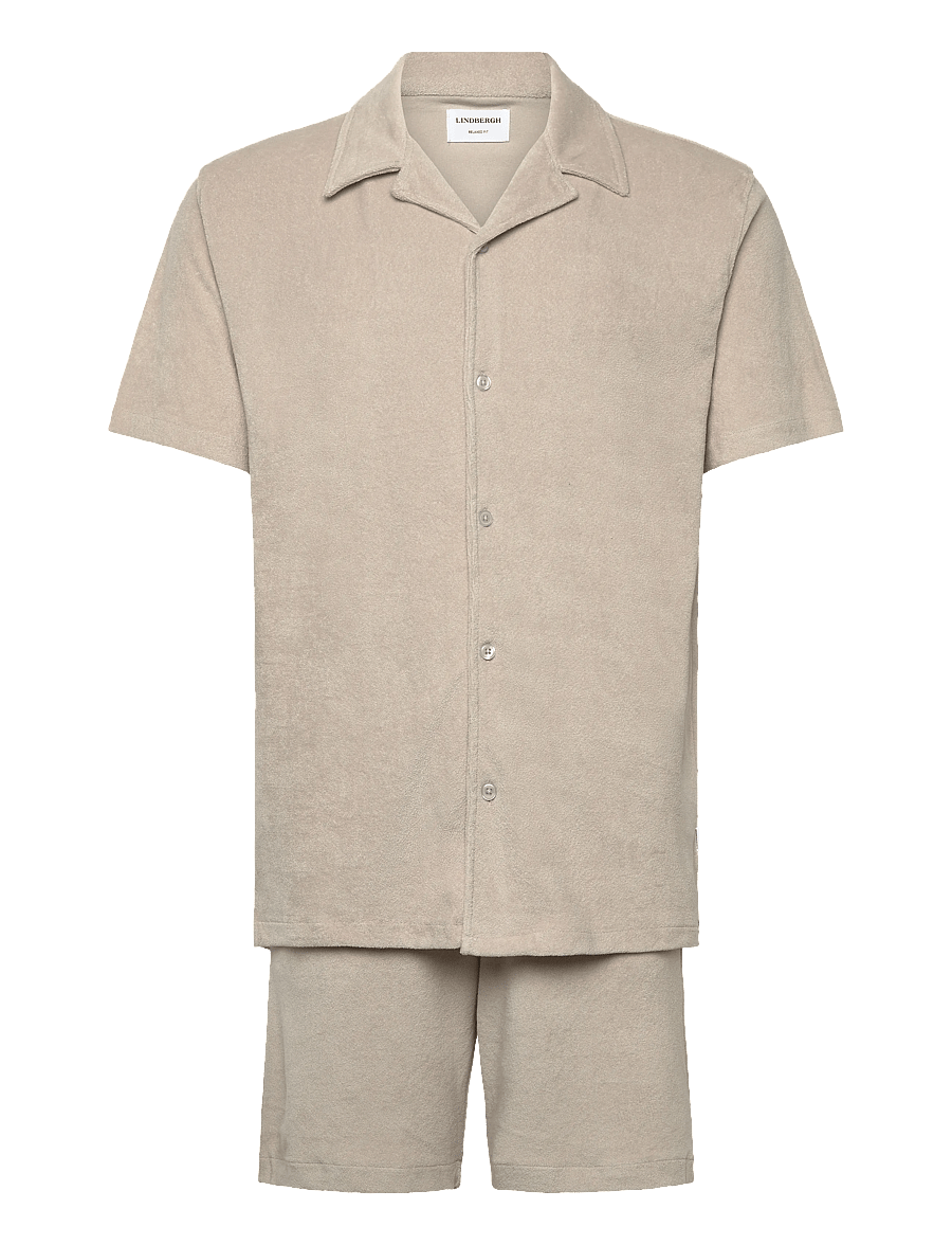 Lindbergh - Relaxed fit towel shirt S/S set - short décontracté - fair grey - 1