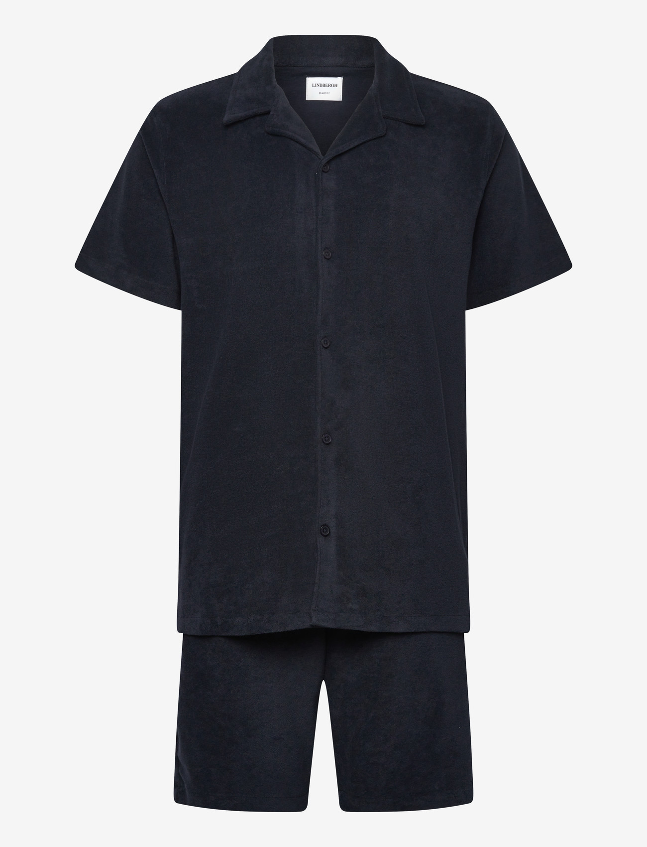 Lindbergh - Relaxed fit towel shirt S/S set - rennot shortsit - navy - 1