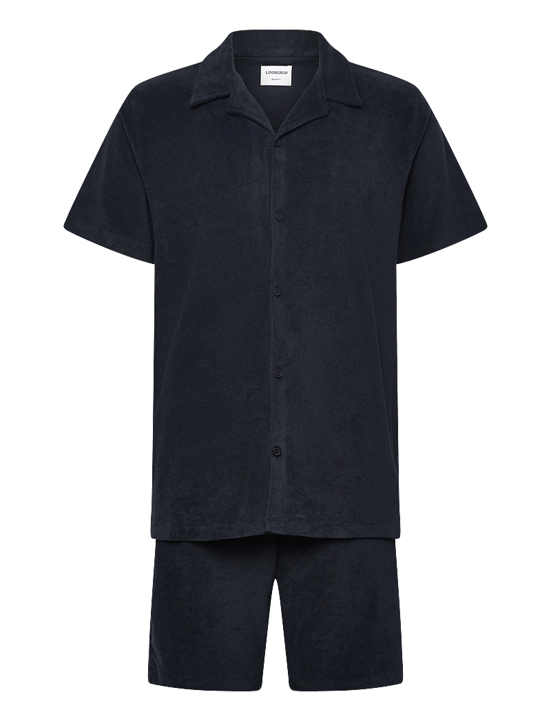 Lindbergh - Relaxed fit towel shirt S/S set - rennot shortsit - navy - 1