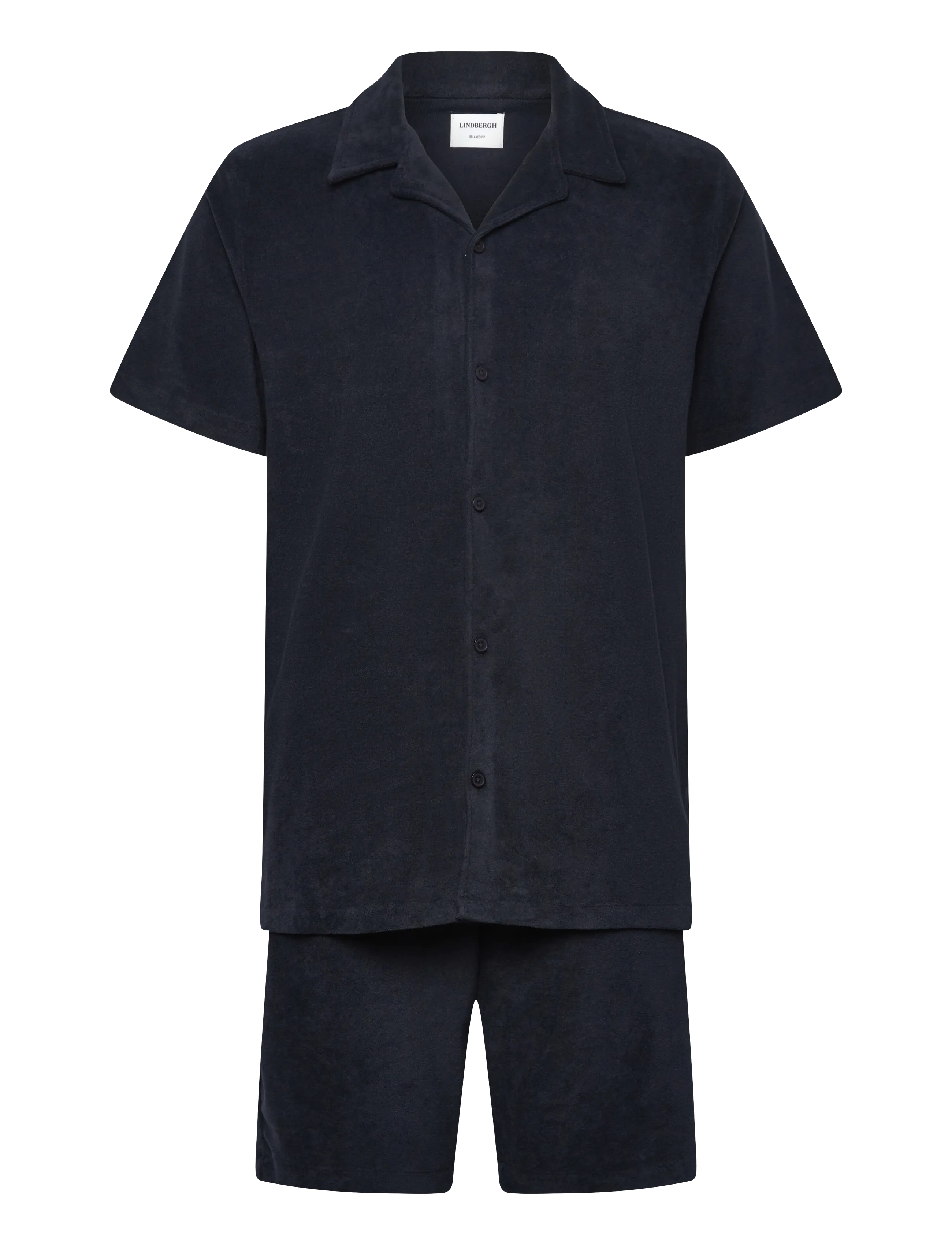 Lindbergh Relaxed fit towel shirt S/S set - Kleding - NAVY / navy