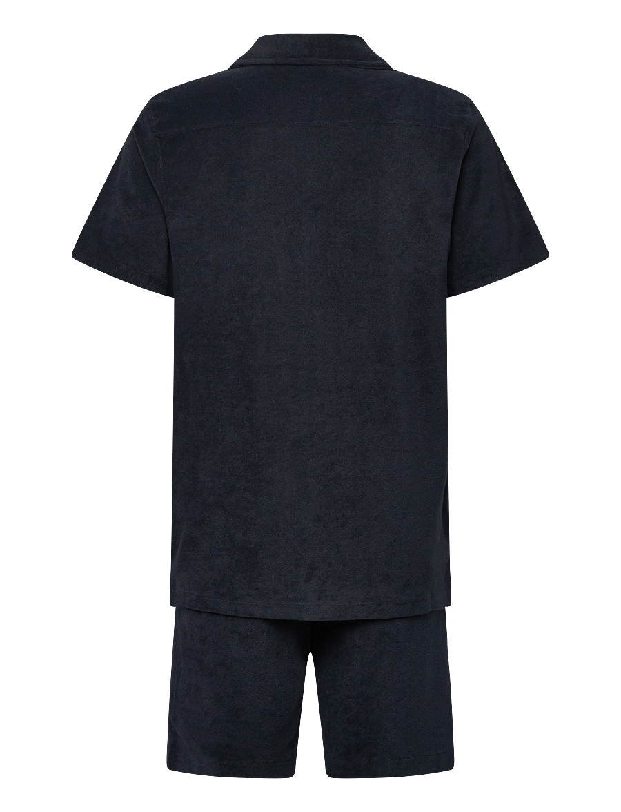 Lindbergh - Relaxed fit towel shirt S/S set - casual shorts - navy - 2