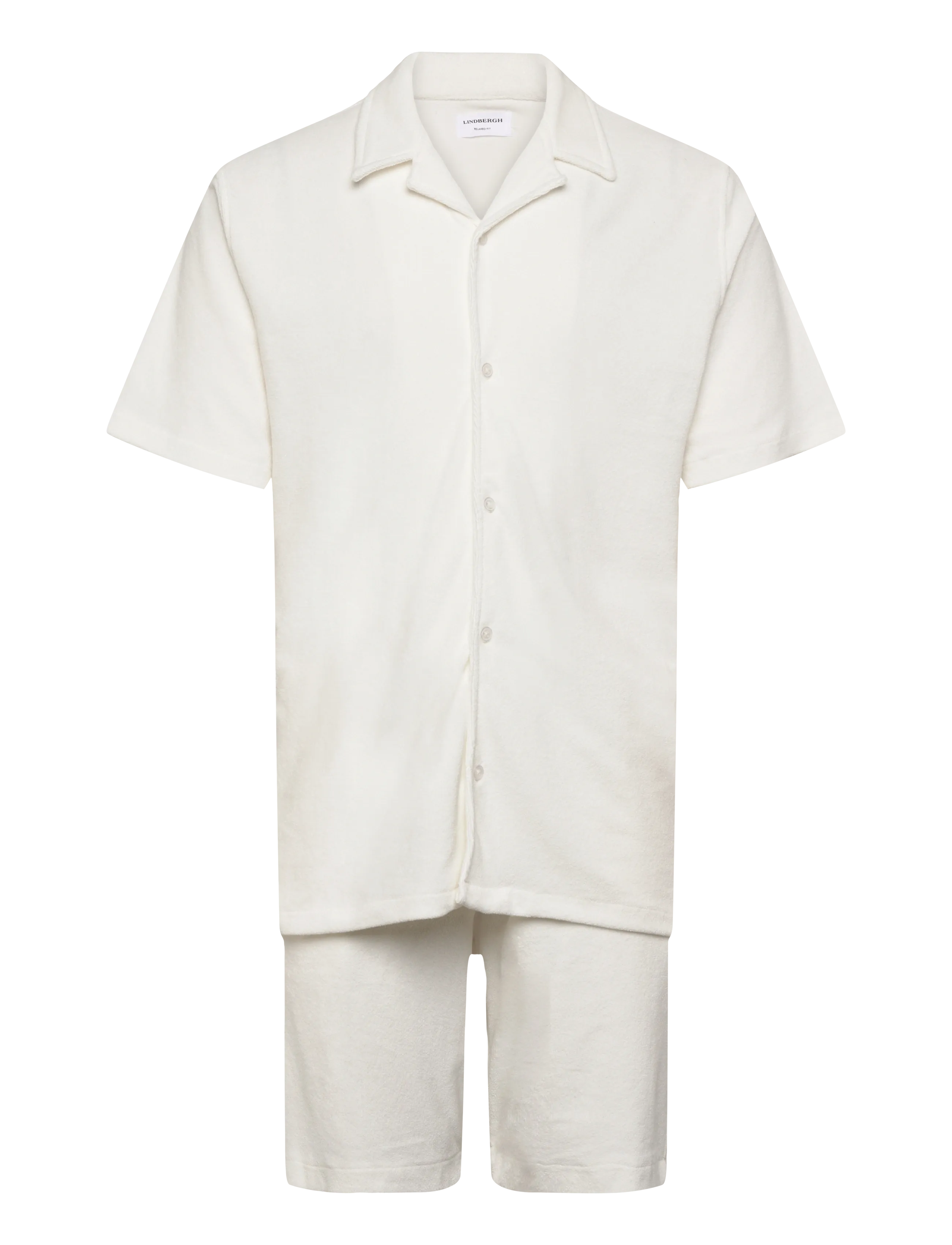 Lindbergh Relaxed fit towel shirt S/S set - Lindbergh - OFF WHITE / cream