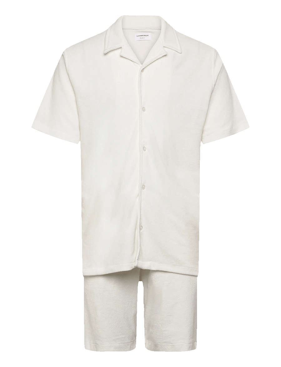 Lindbergh - Relaxed fit towel shirt S/S set - casual shorts - off white - 0