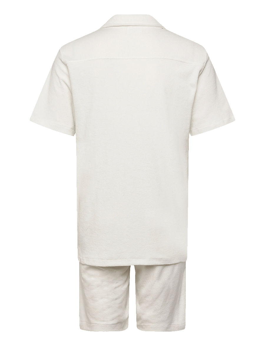 Lindbergh - Relaxed fit towel shirt S/S set - casual shorts - off white - 1