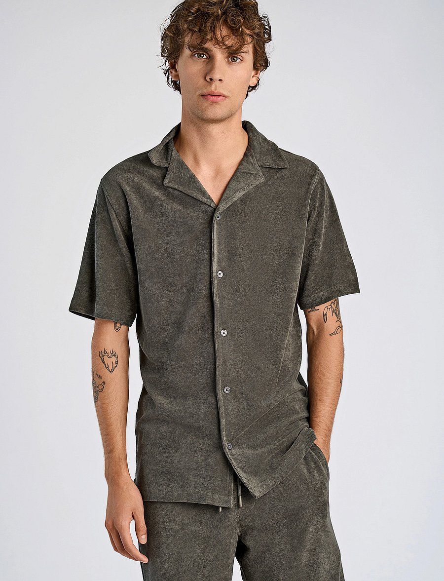 Lindbergh - SS shirt Terry - kurzarmhemden - lt army - 0