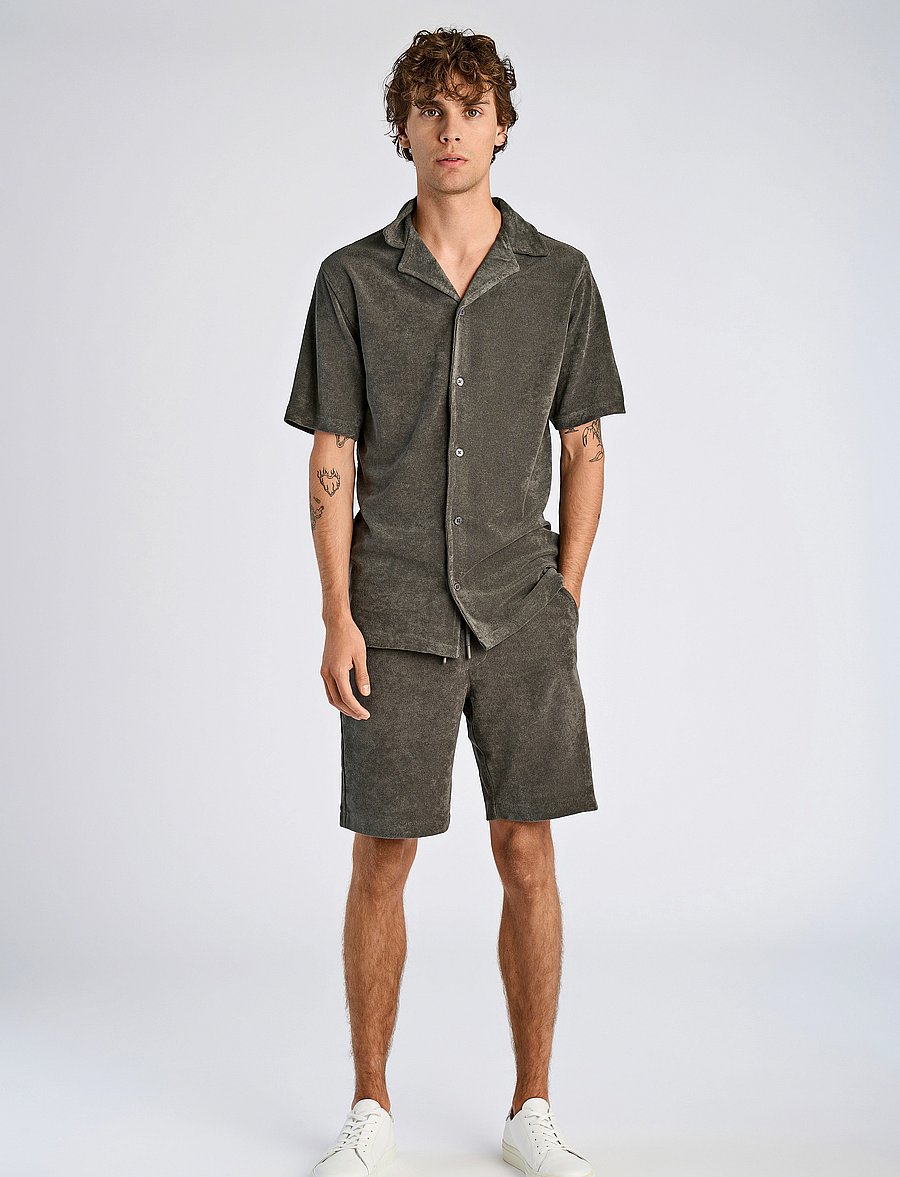 Lindbergh - SS shirt Terry - kurzarmhemden - lt army - 3