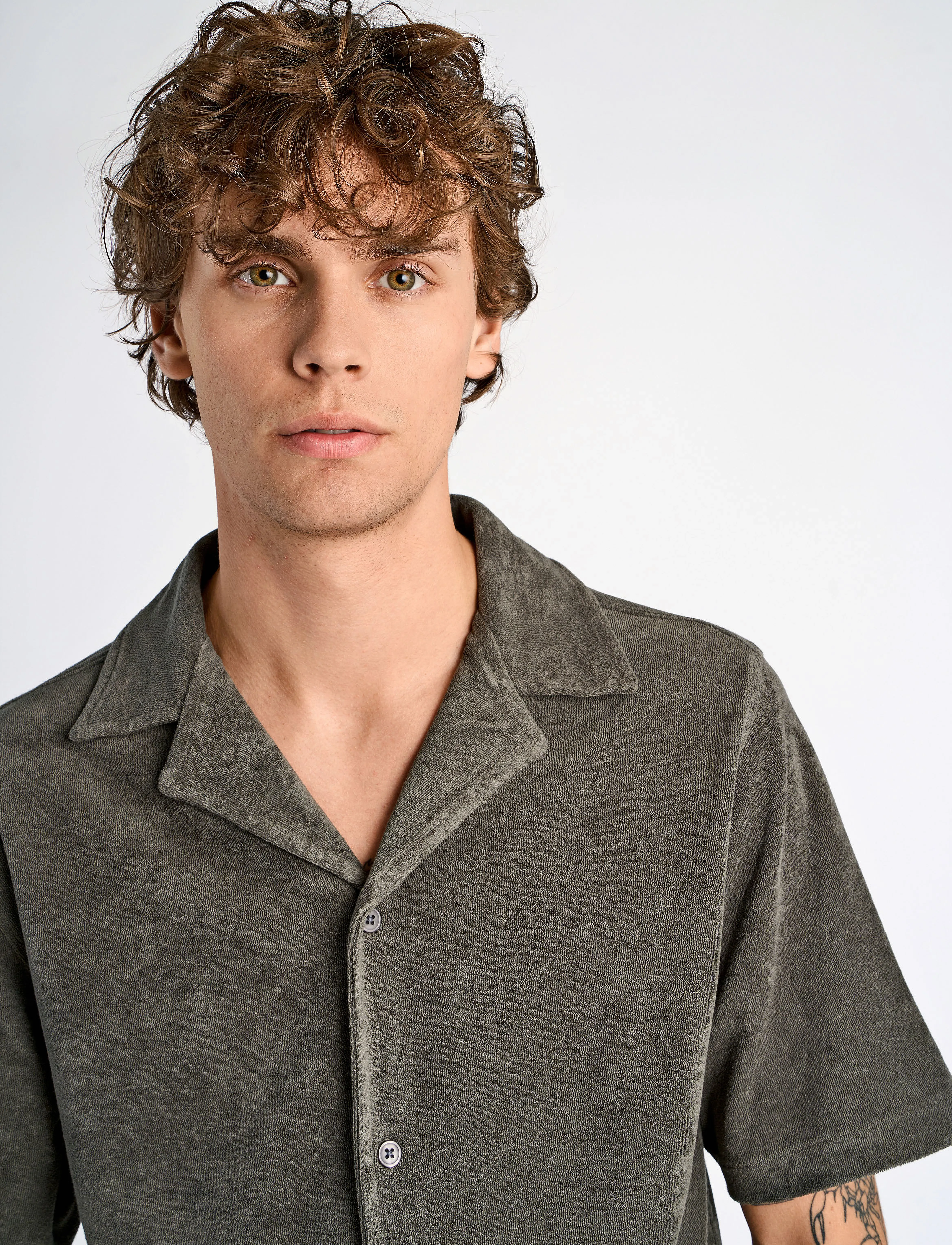 Lindbergh - SS shirt Terry - kurzarmhemden - lt army - 4