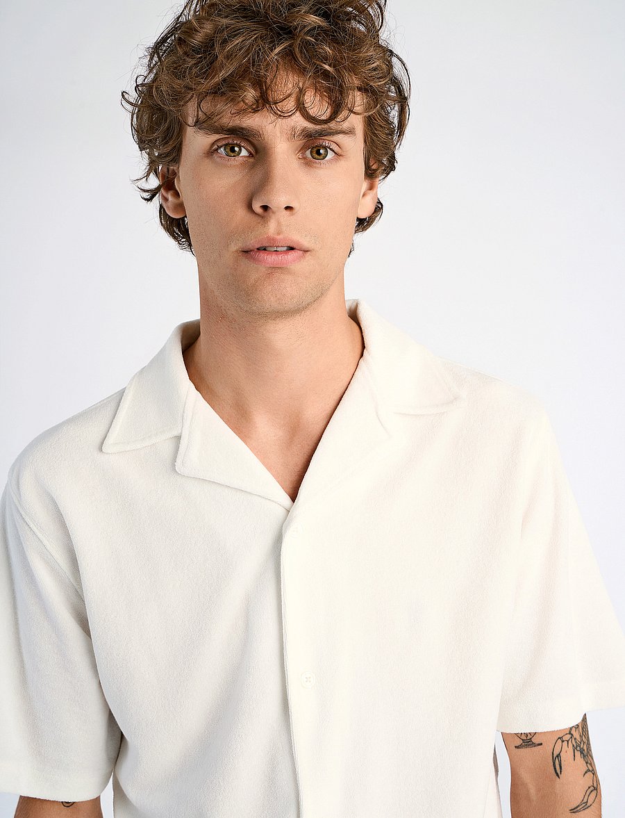 Lindbergh - SS shirt Terry - kurzarmhemden - pearl white - 5