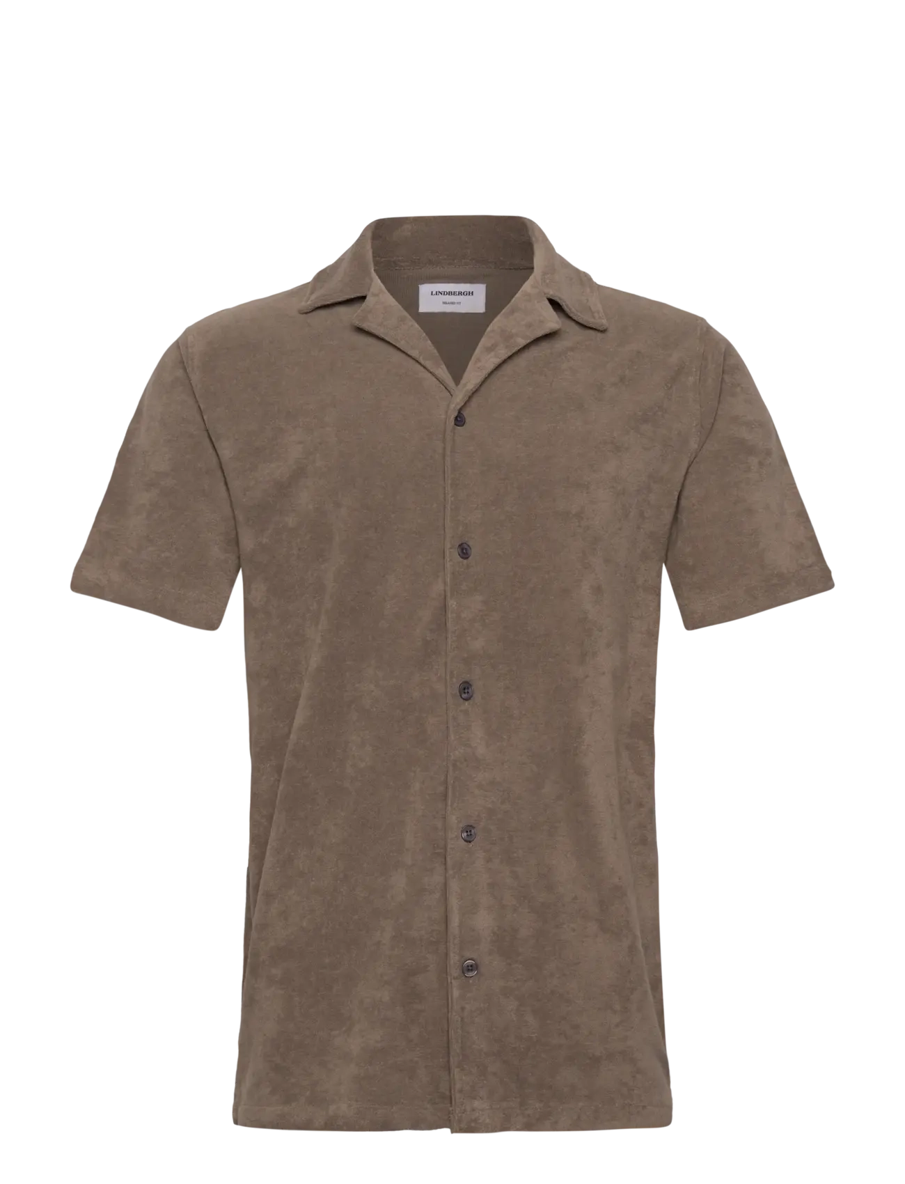 Lindbergh SS shirt Terry - Kläder - STONE 125 / brown
