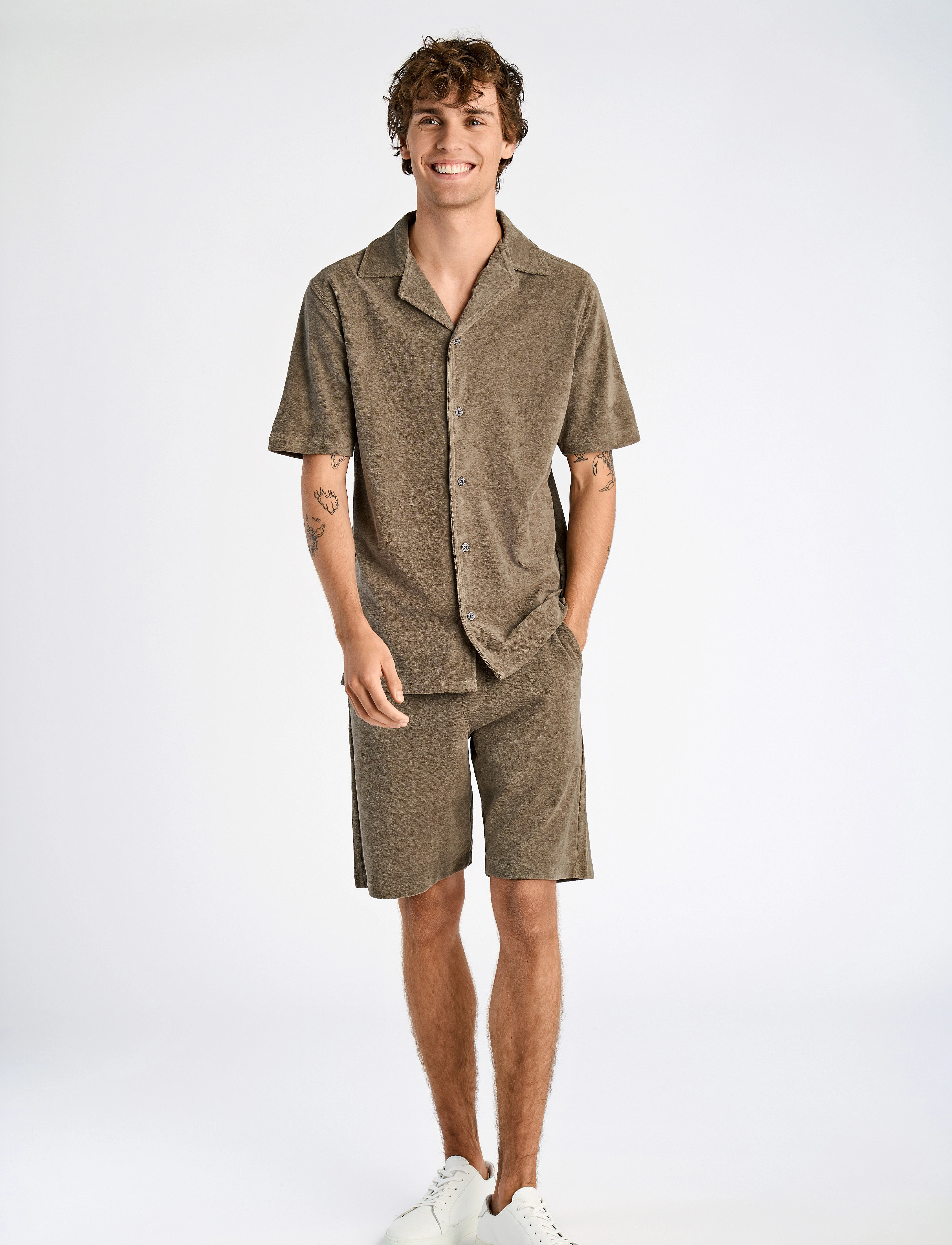 Lindbergh - SS shirt Terry - chemises à manches courtes - stone 125 - 4