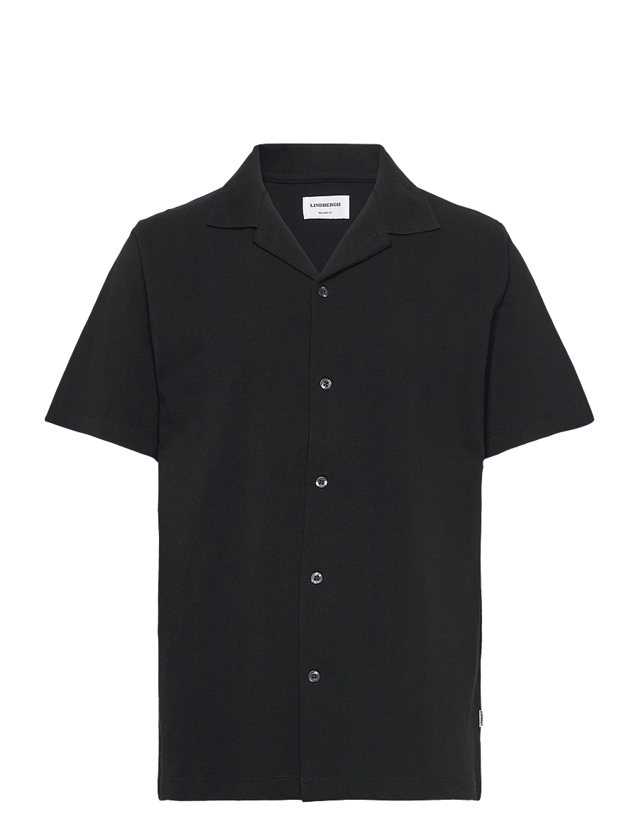Lindbergh - Pique cabana shirt S/S - black - 0