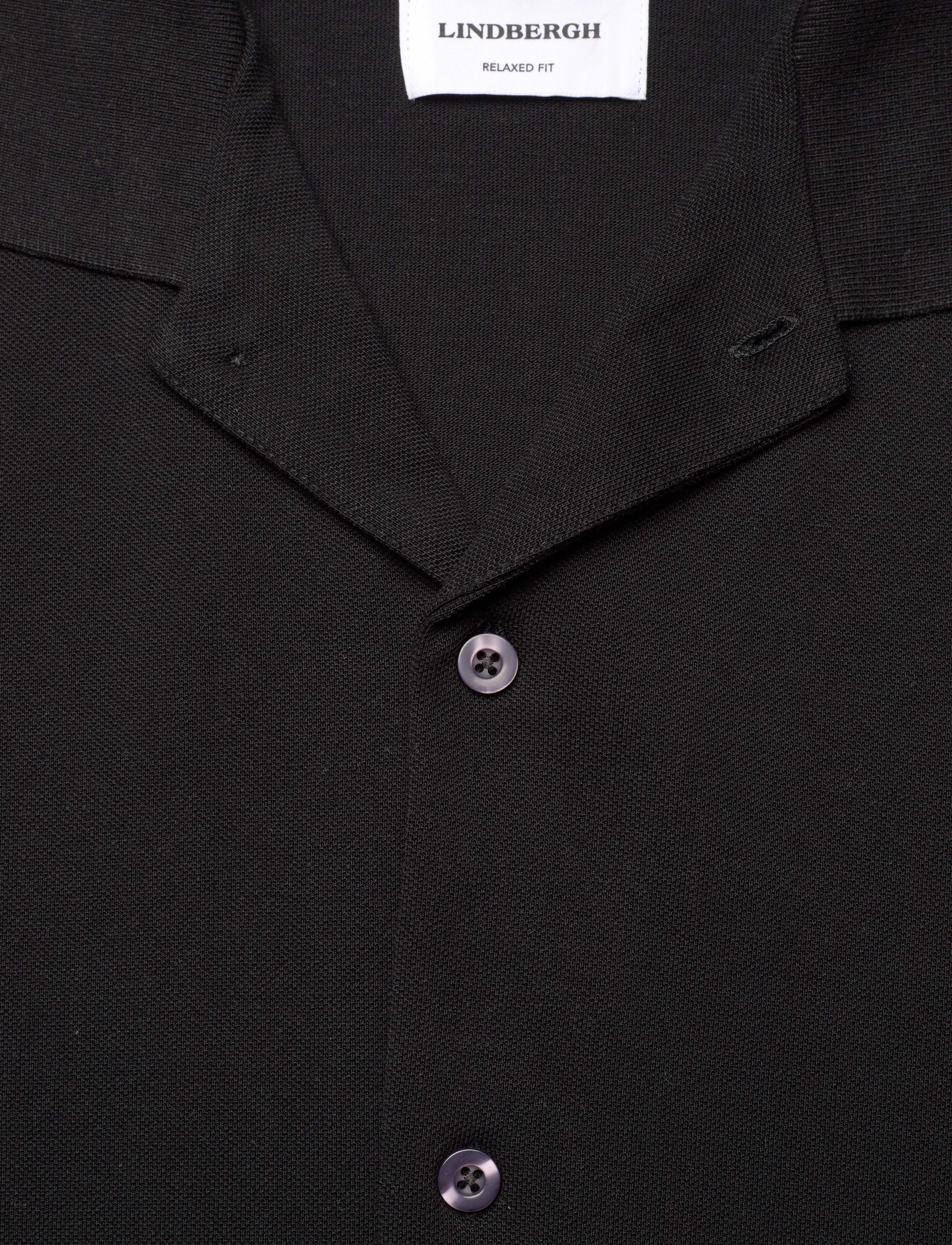 Lindbergh - Pique cabana shirt S/S - kortærmede skjorter - black - 2