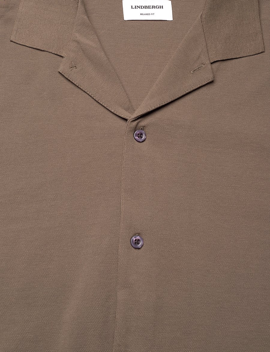 Lindbergh - Pique cabana shirt S/S - dk stone - 2