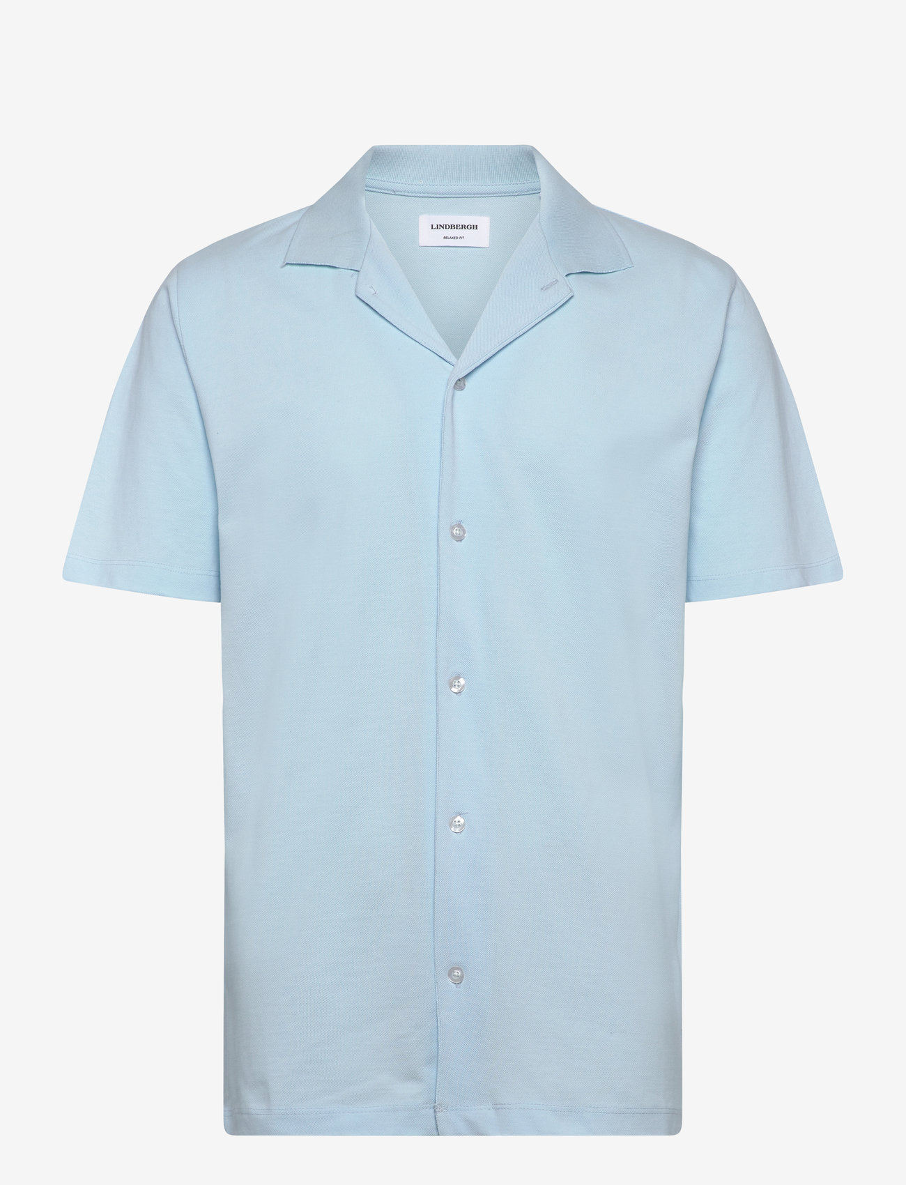 Lindbergh - Pique cabana shirt S/S - kortærmede skjorter - lt blue - 0