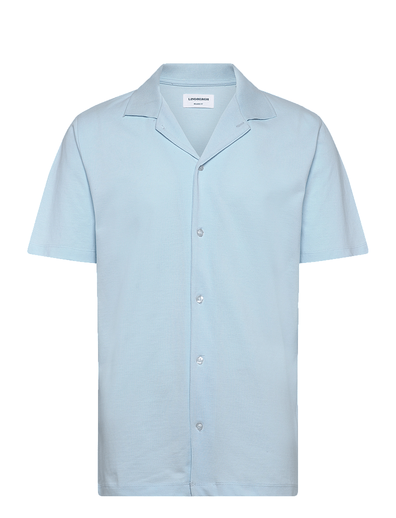 Lindbergh - Pique cabana shirt S/S - kortærmede skjorter - lt blue - 0