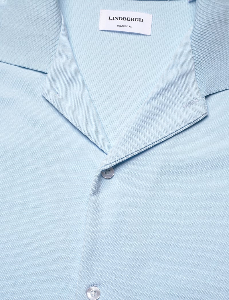 Lindbergh - Pique cabana shirt S/S - kortærmede skjorter - lt blue - 2
