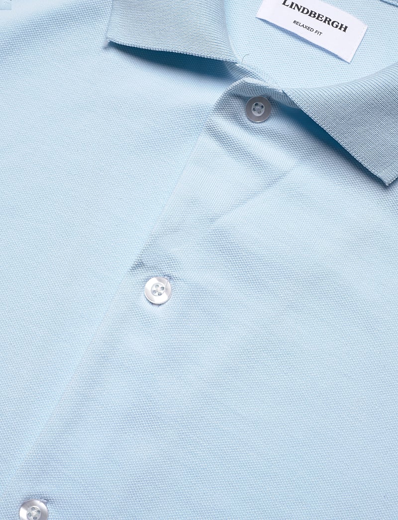 Lindbergh - Pique cabana shirt S/S - kortærmede skjorter - lt blue - 3