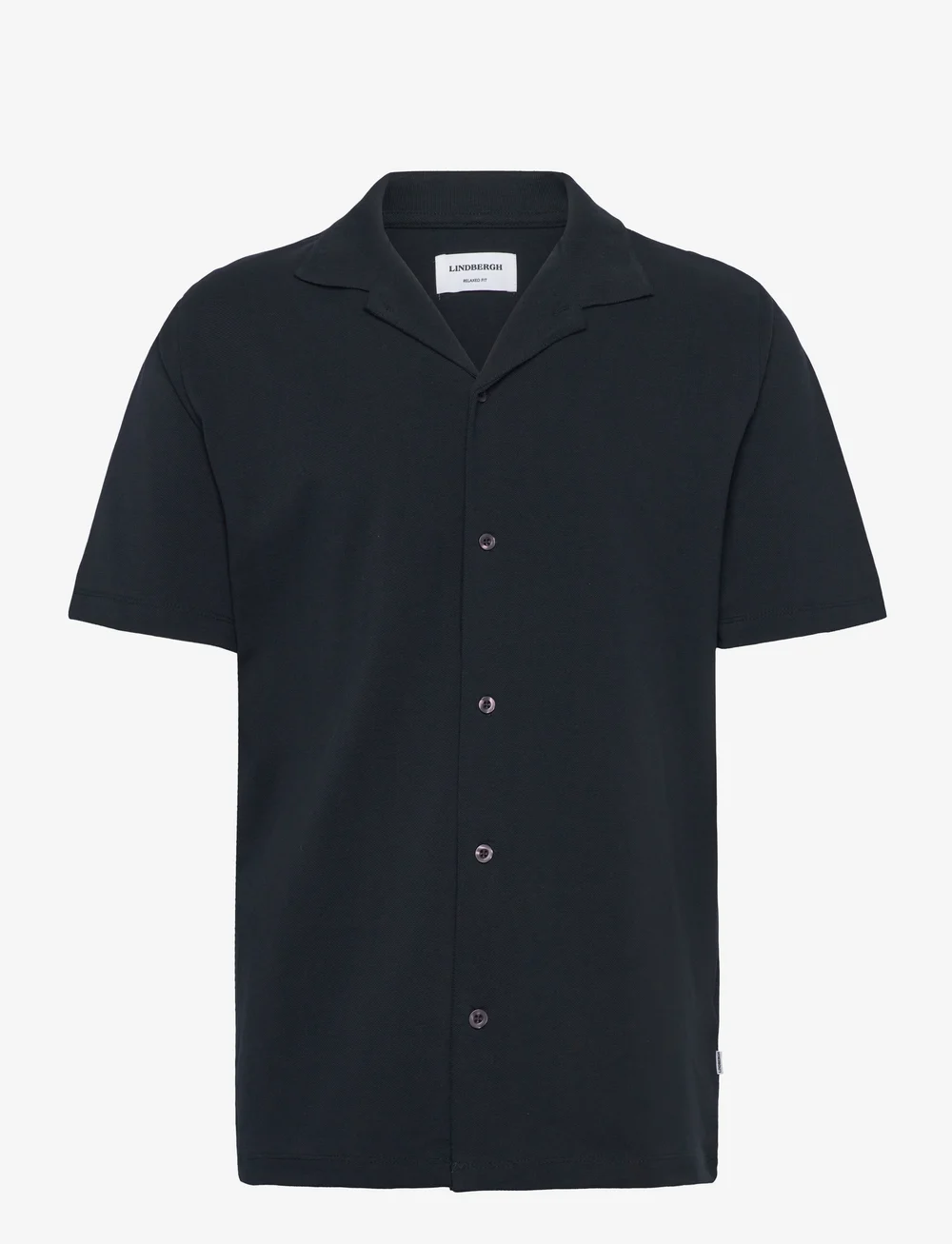 Lindbergh - Pique cabana shirt S/S - kortärmade skjortor - navy - 0