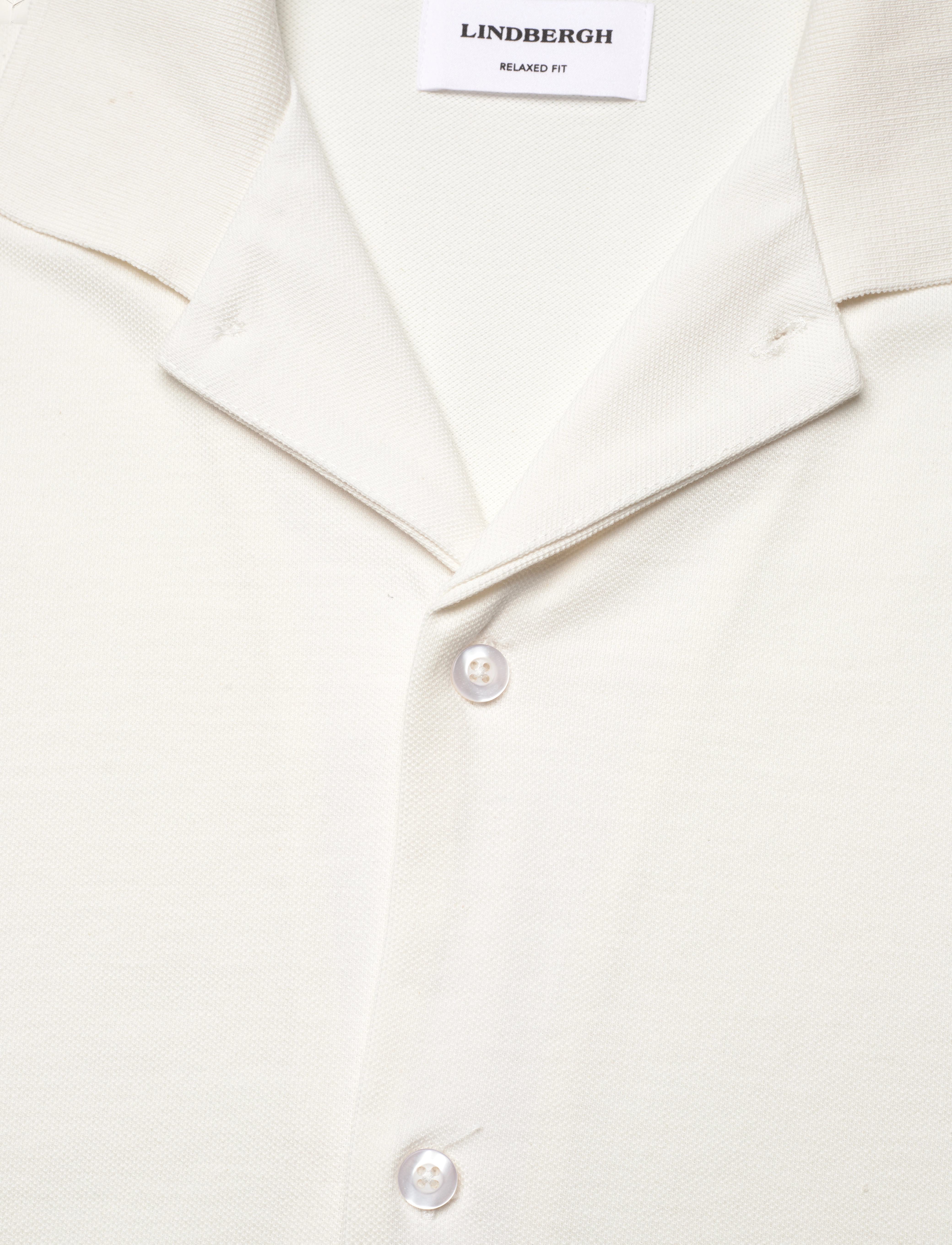 Lindbergh - Pique cabana shirt S/S - kortærmede skjorter - off white - 2